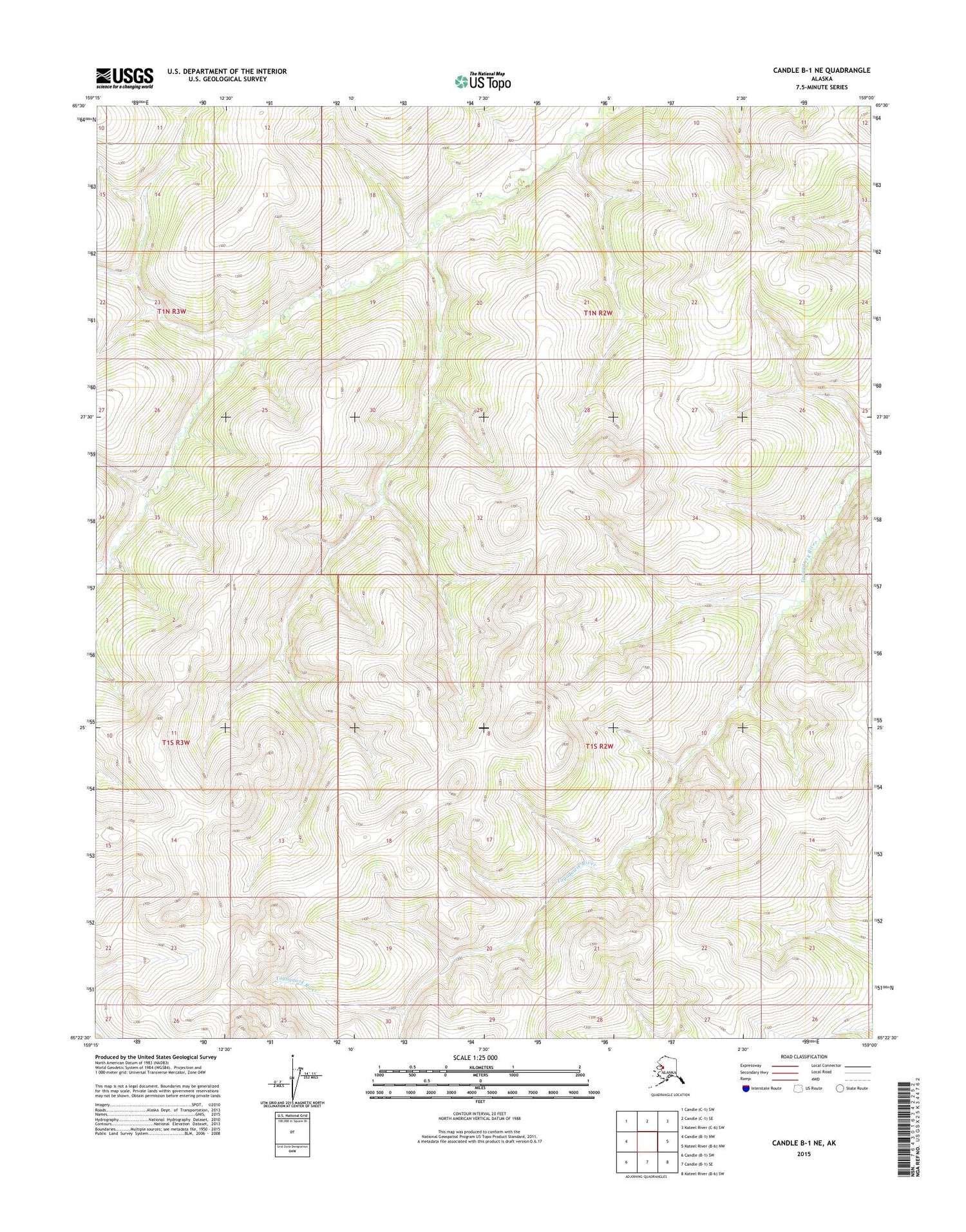 Candle B-1 NE Alaska US Topo Map Image