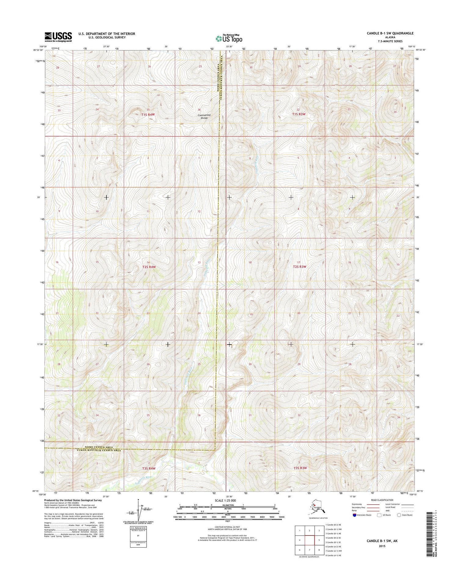 Candle B-1 SW Alaska US Topo Map Image