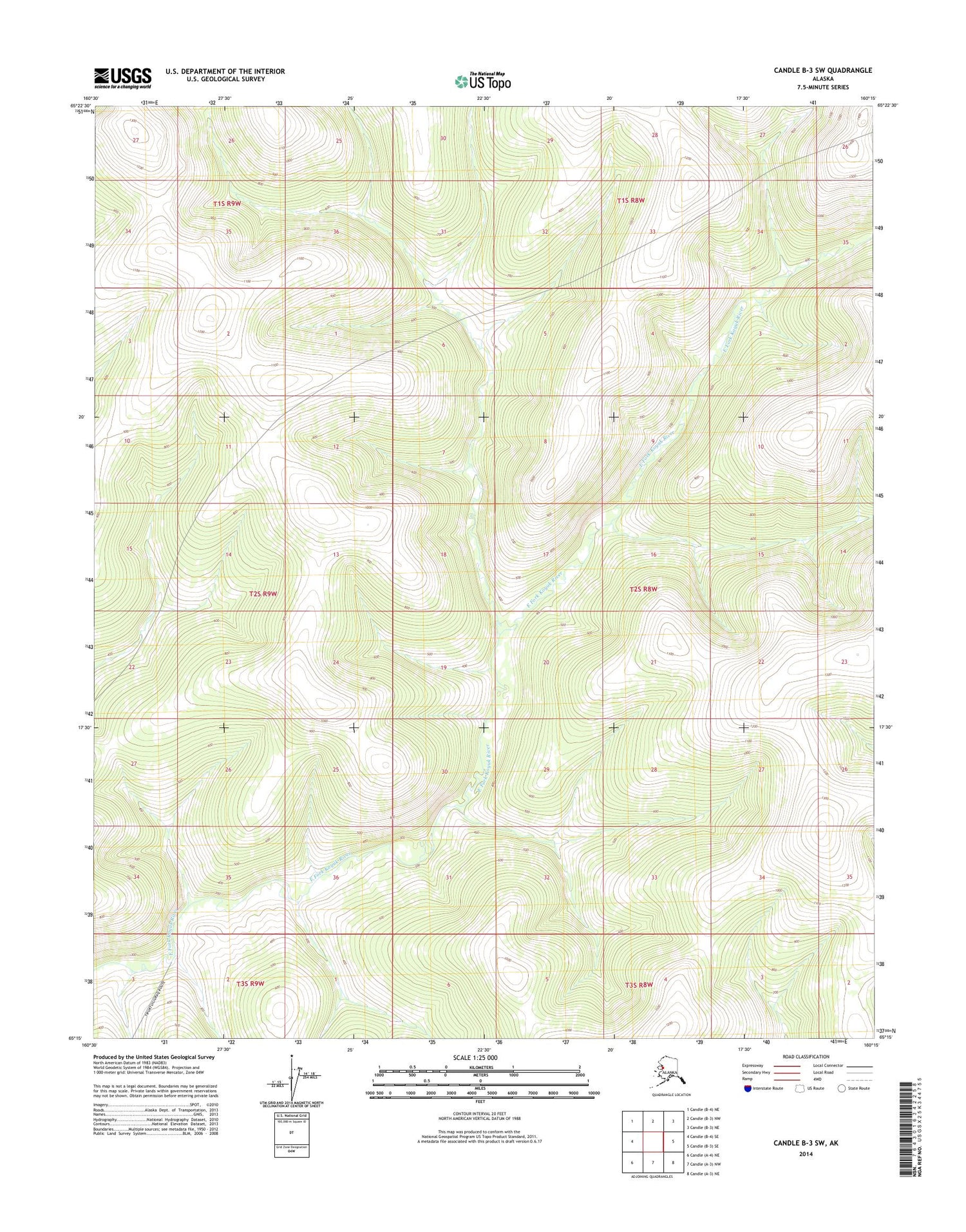 Candle B-3 SW Alaska US Topo Map Image