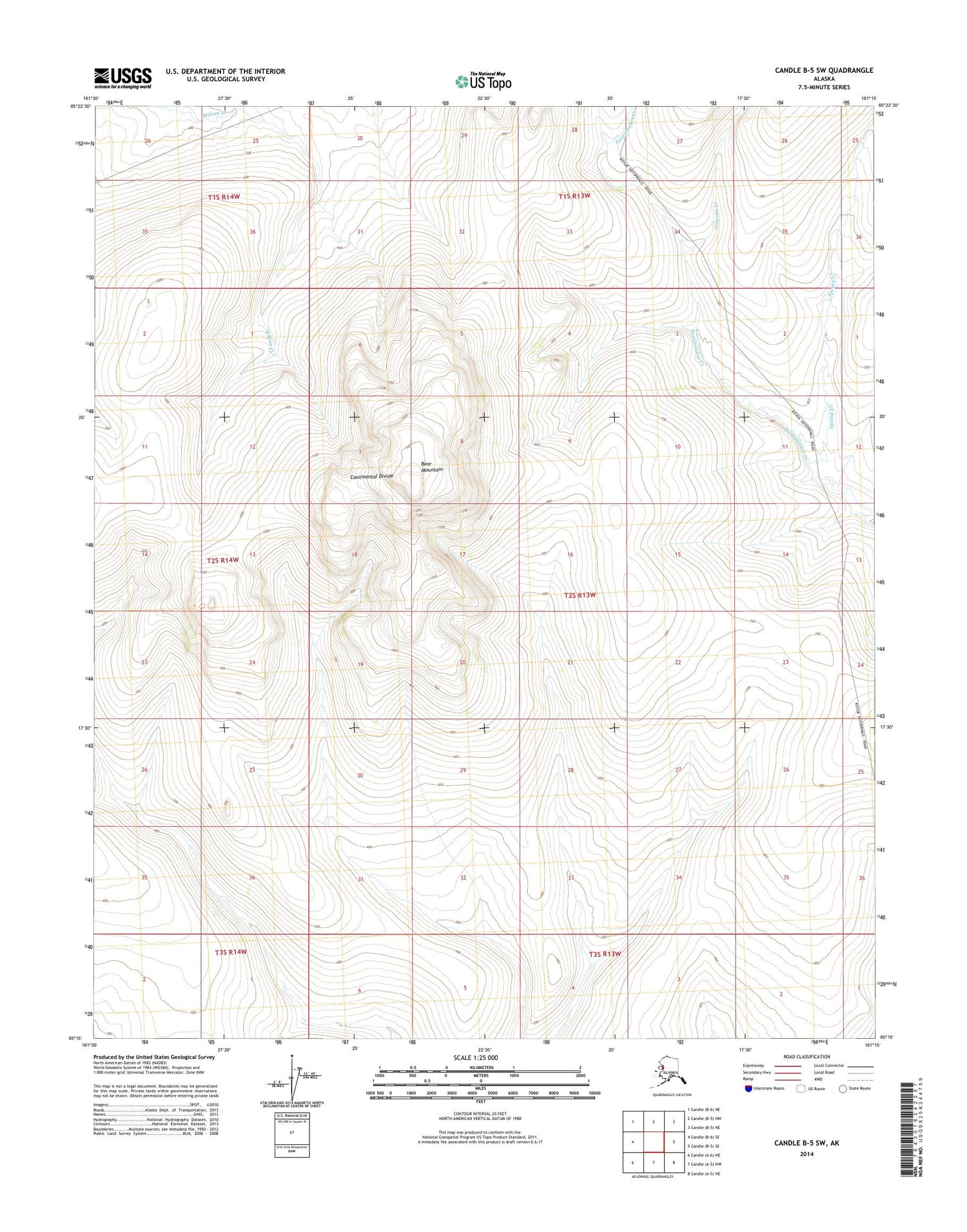 Candle B-5 SW Alaska US Topo Map Image