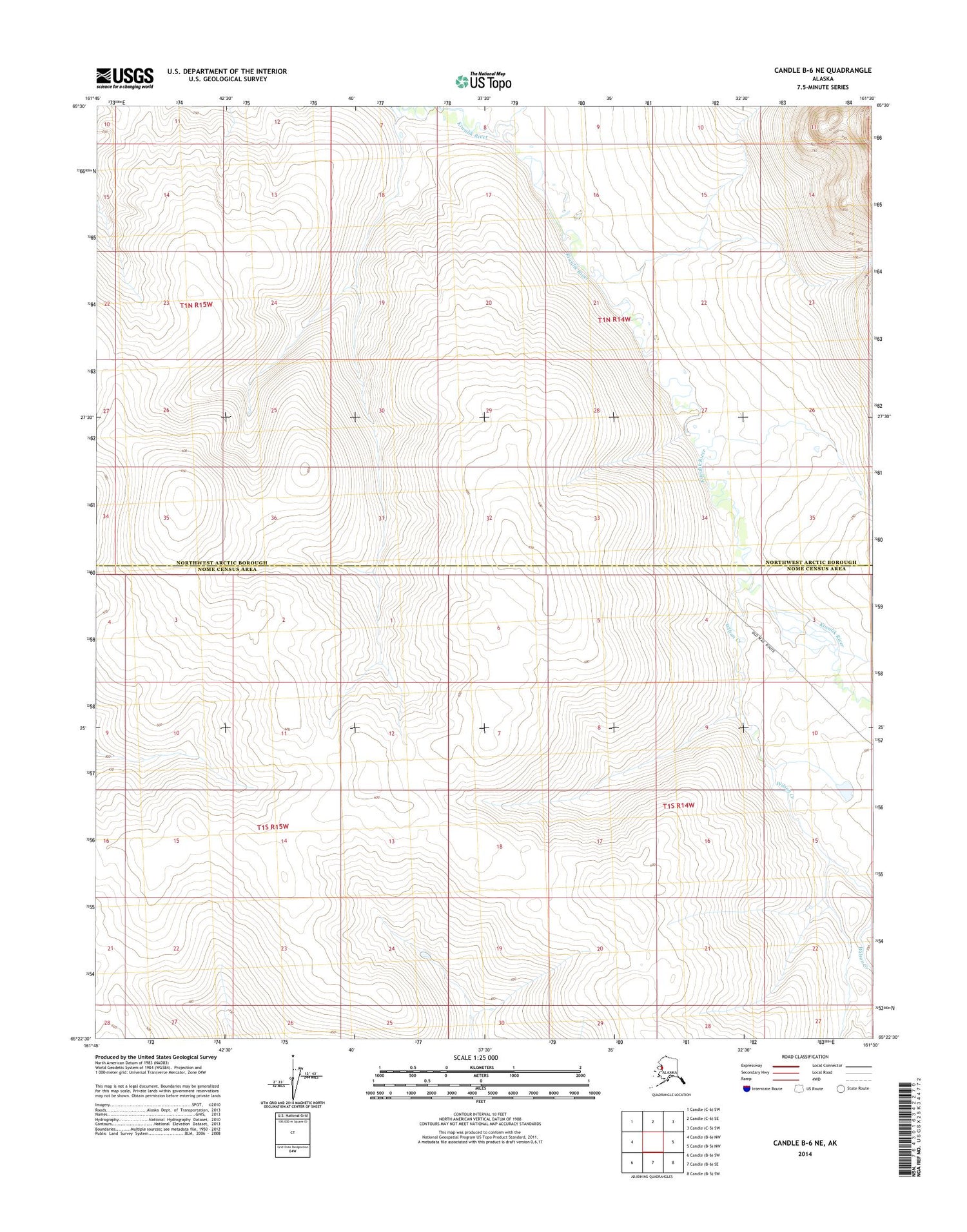 Candle B-6 NE Alaska US Topo Map Image