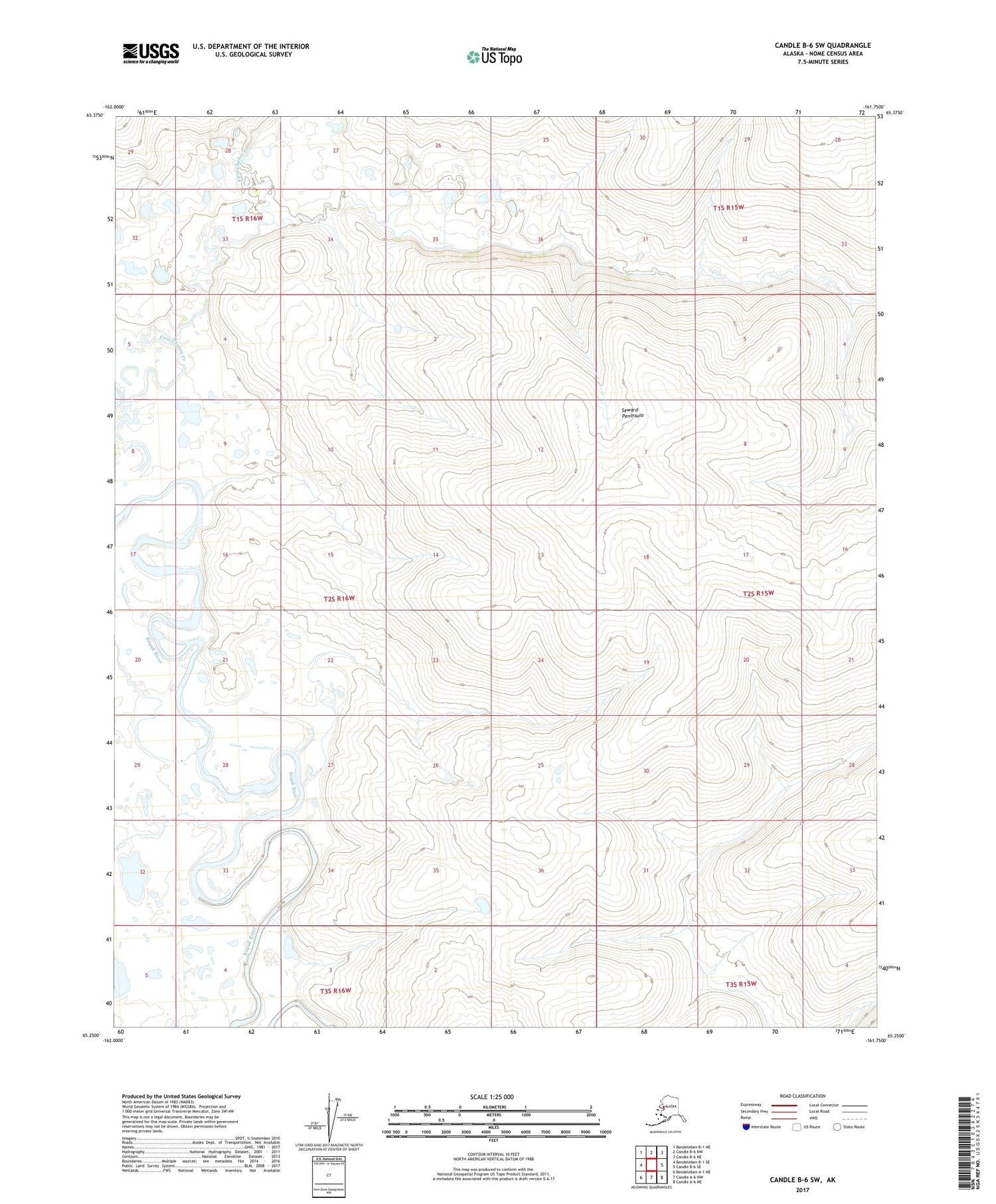 Candle B-6 SW Alaska US Topo Map Image