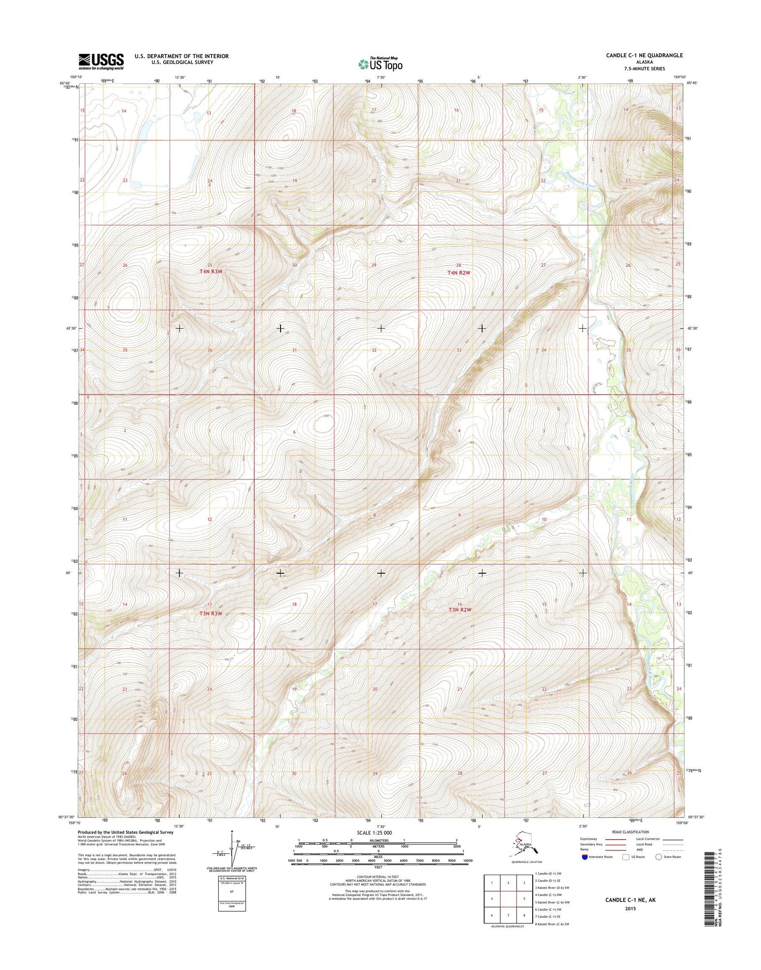Candle C-1 NE Alaska US Topo Map Image