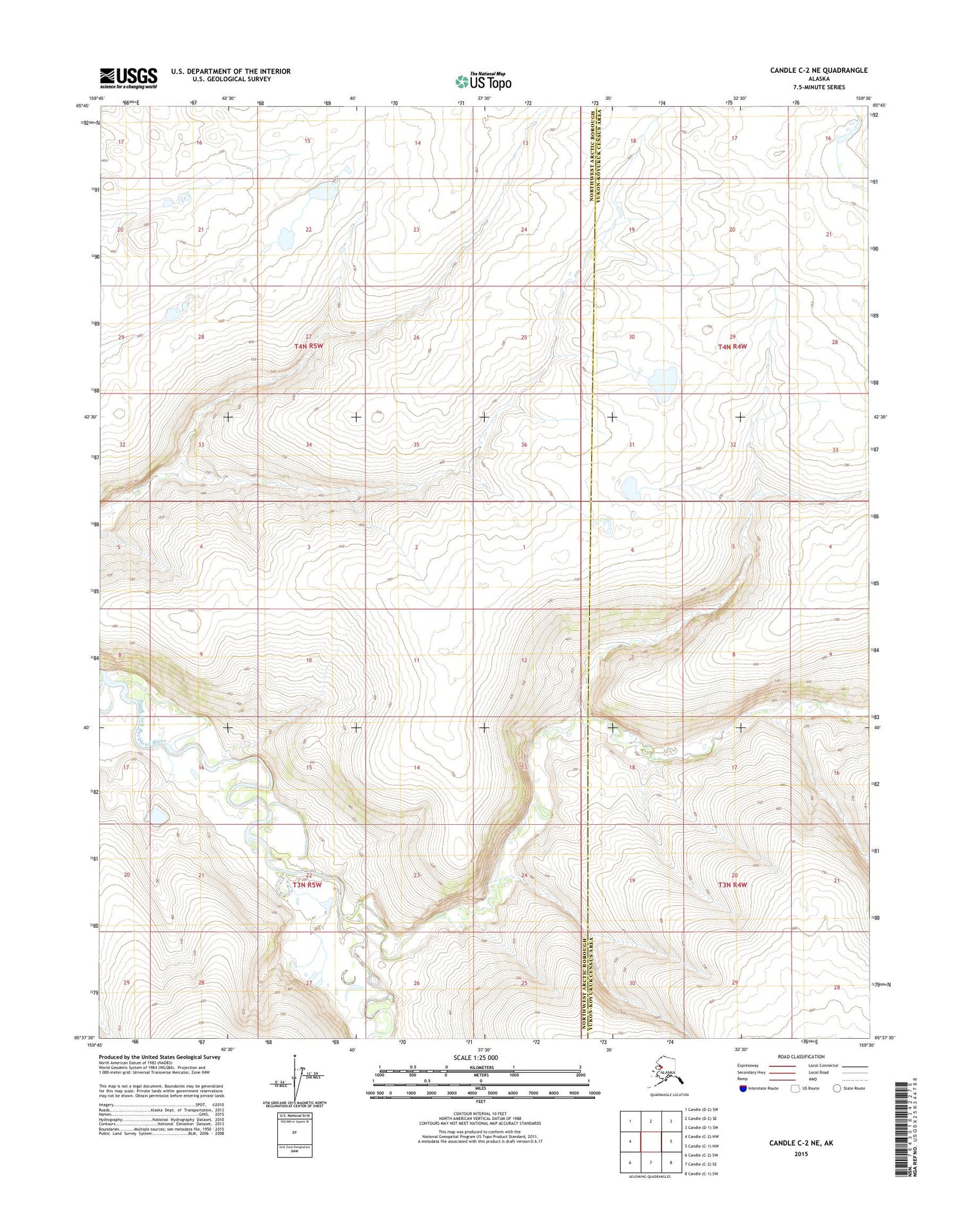 Candle C-2 NE Alaska US Topo Map Image