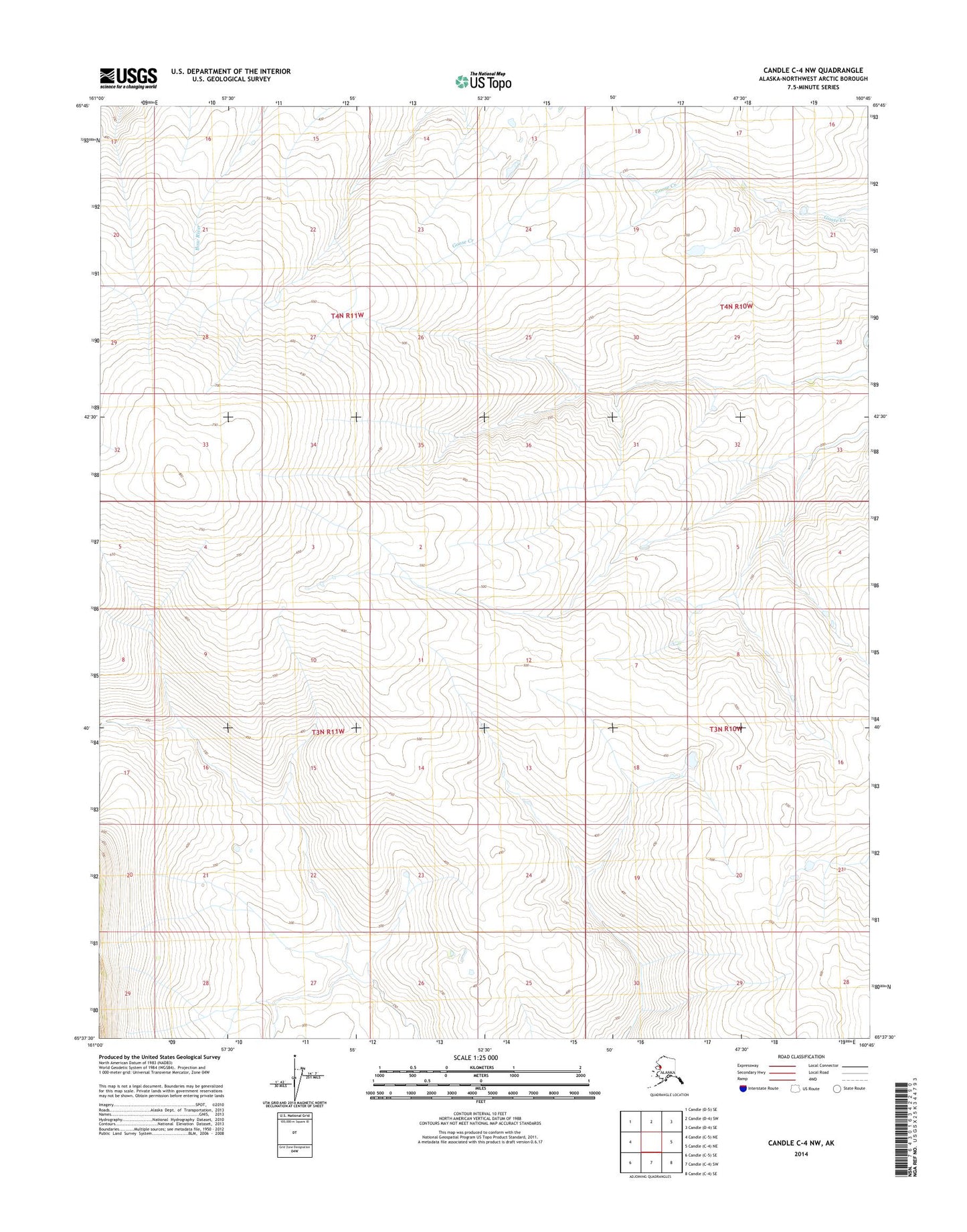 Candle C-4 NW Alaska US Topo Map Image