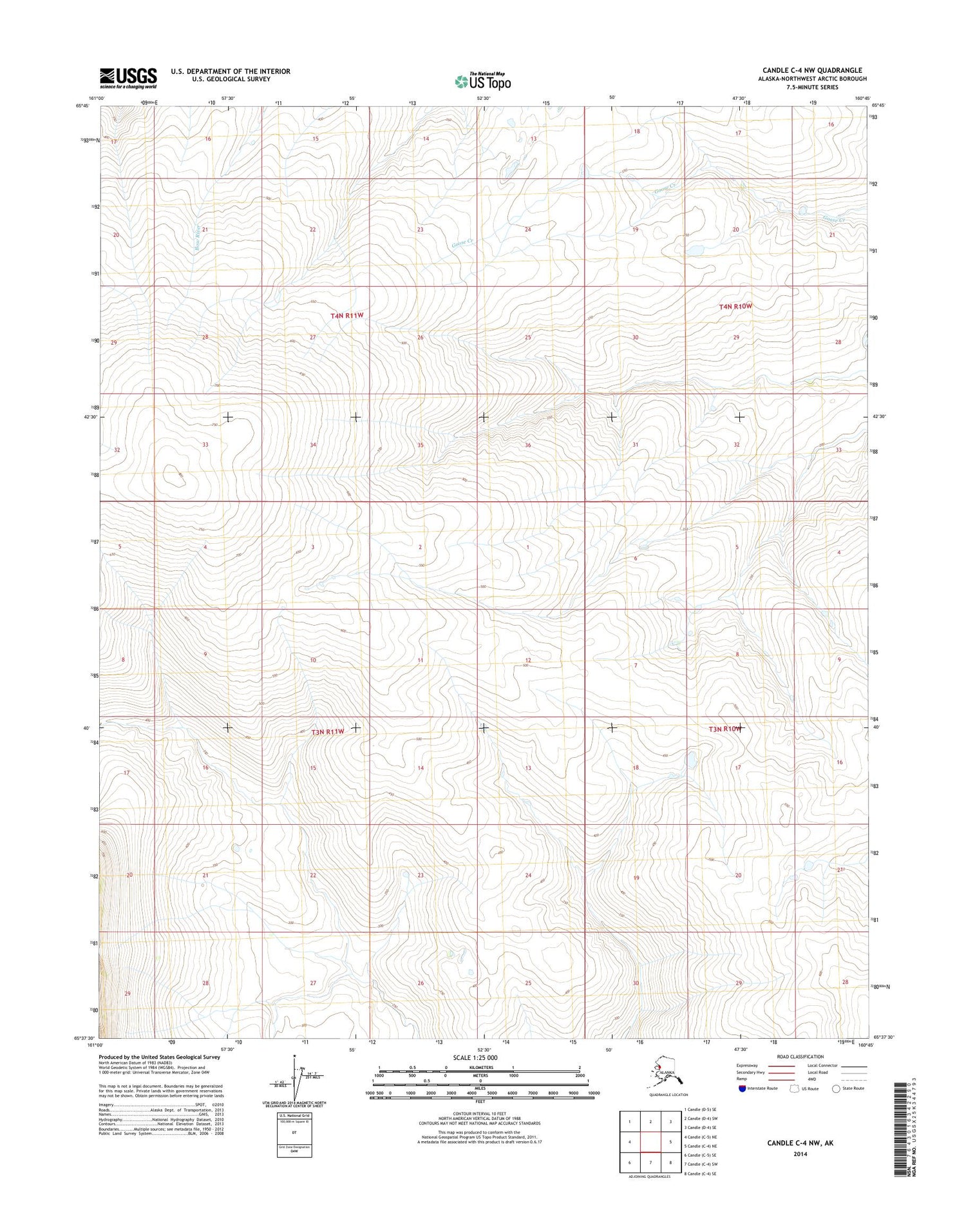 Candle C-4 NW Alaska US Topo Map Image