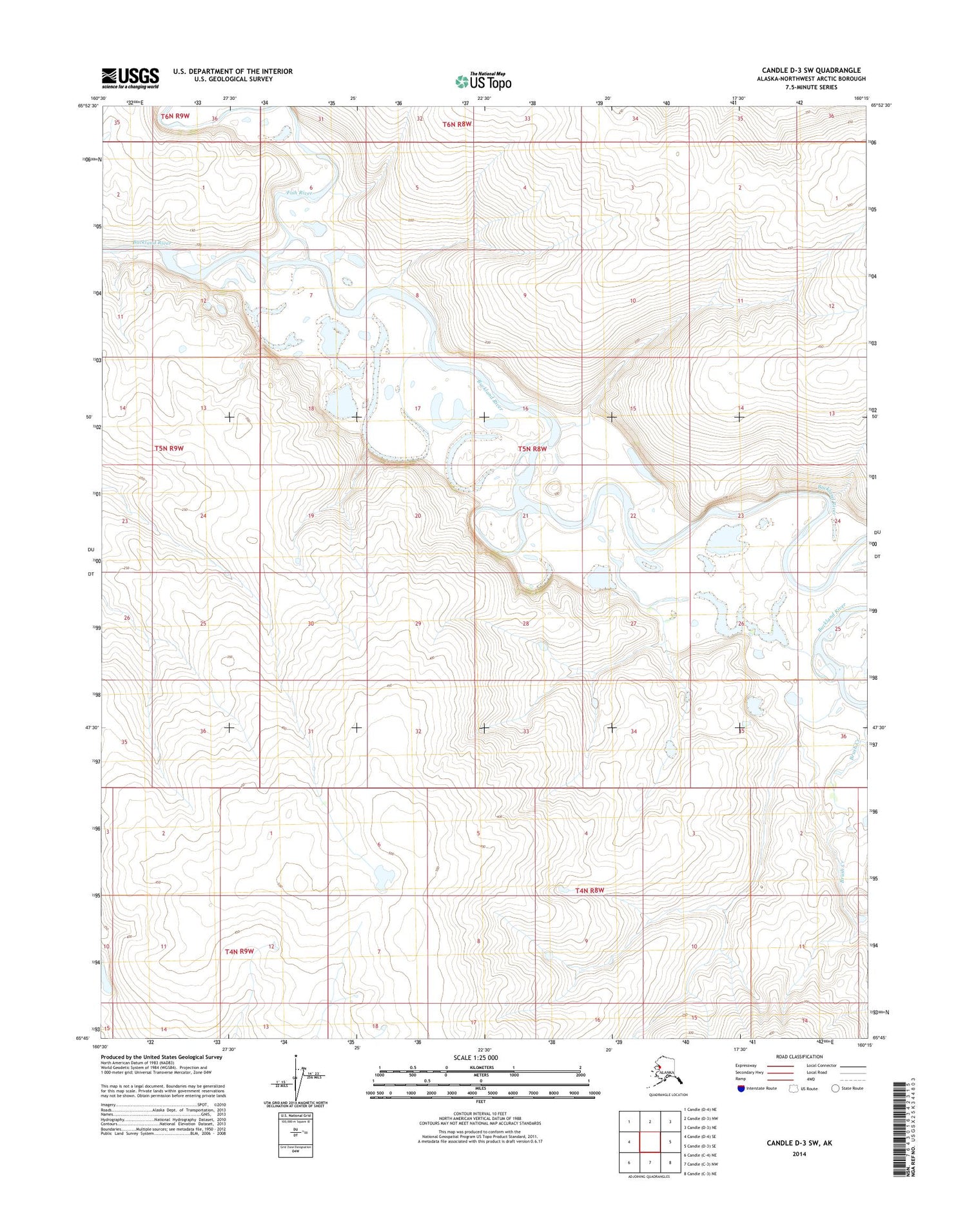 Candle D-3 SW Alaska US Topo Map Image