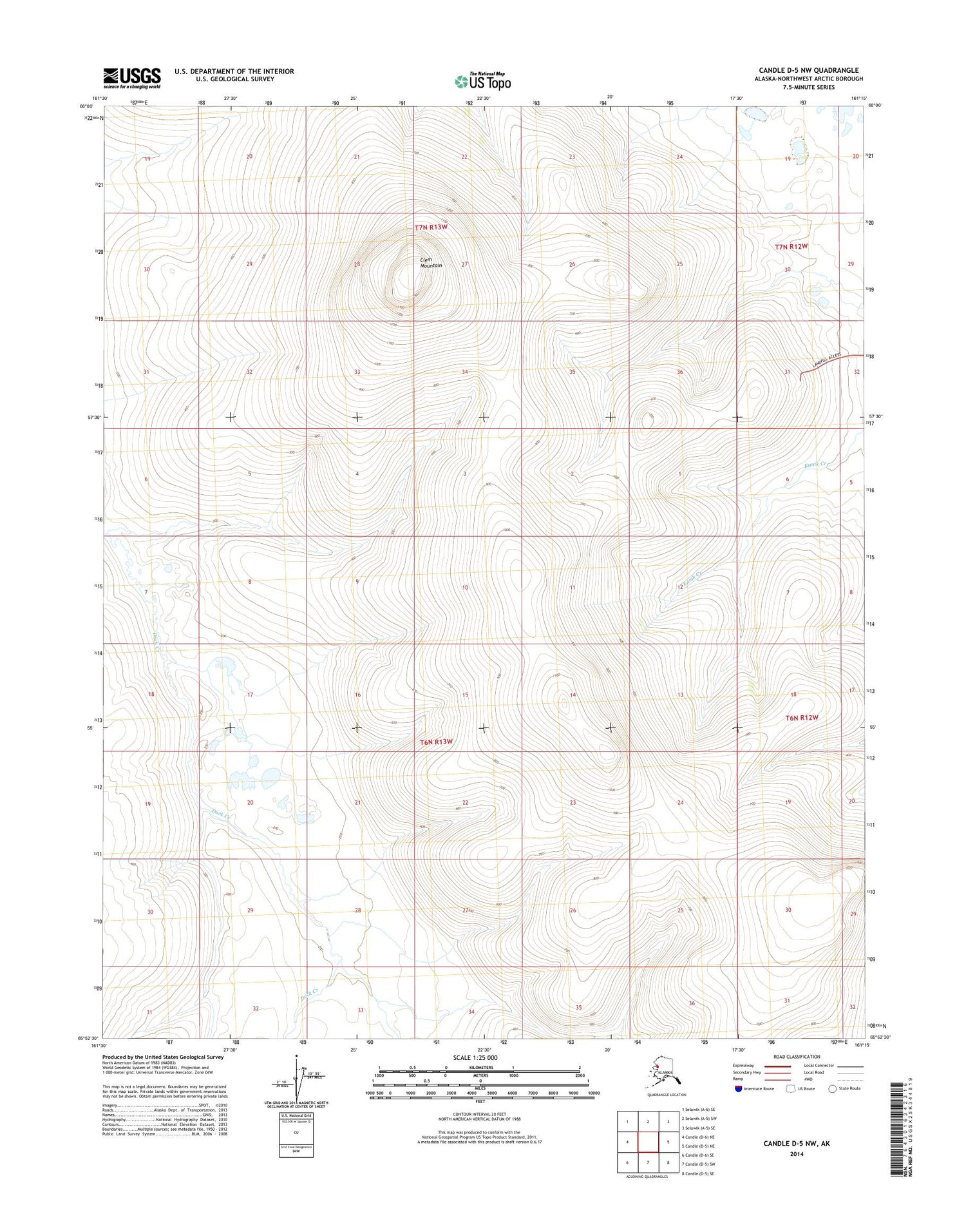 Candle D-5 NW Alaska US Topo Map Image