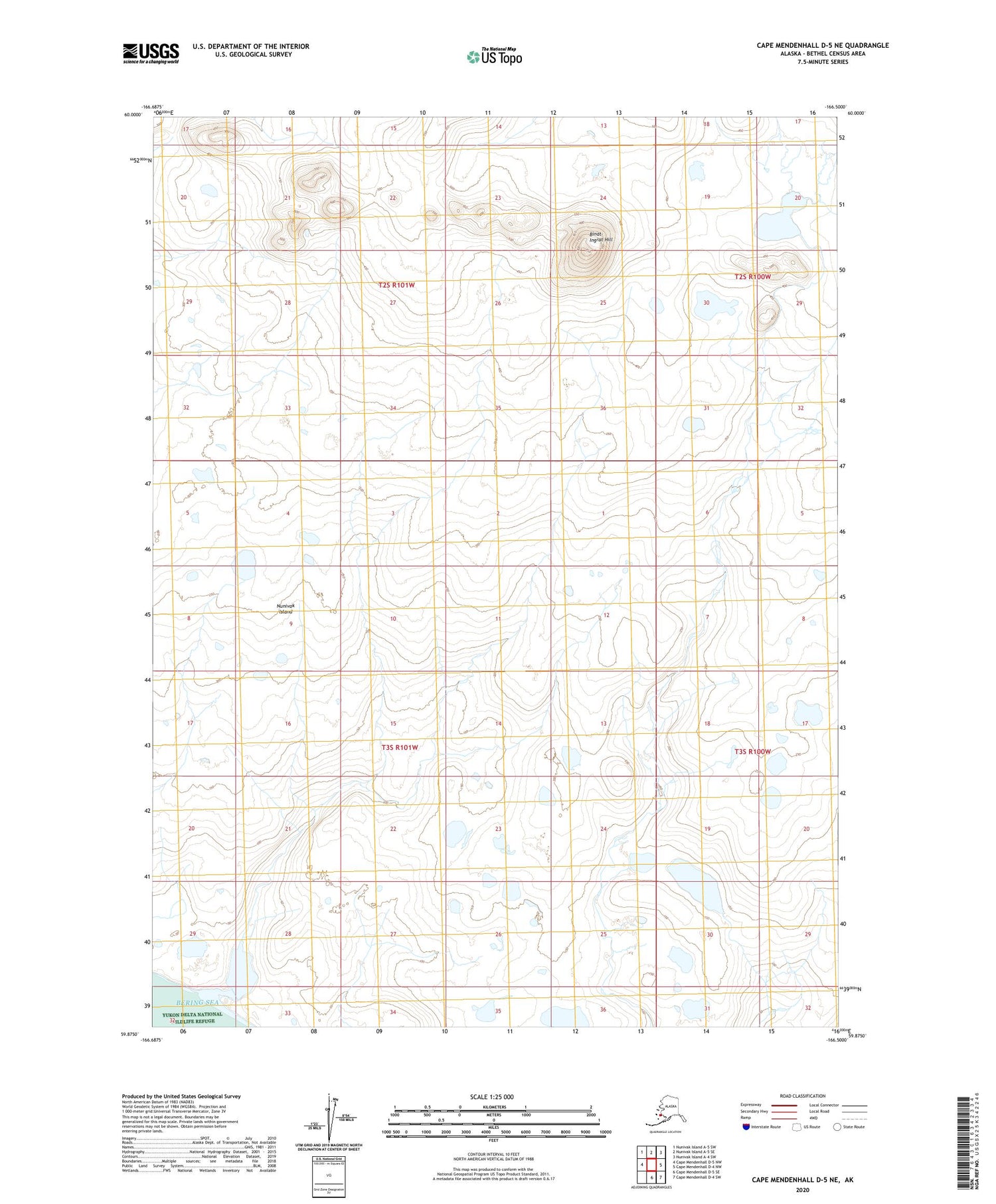 Cape Mendenhall D-5 NE Alaska US Topo Map Image