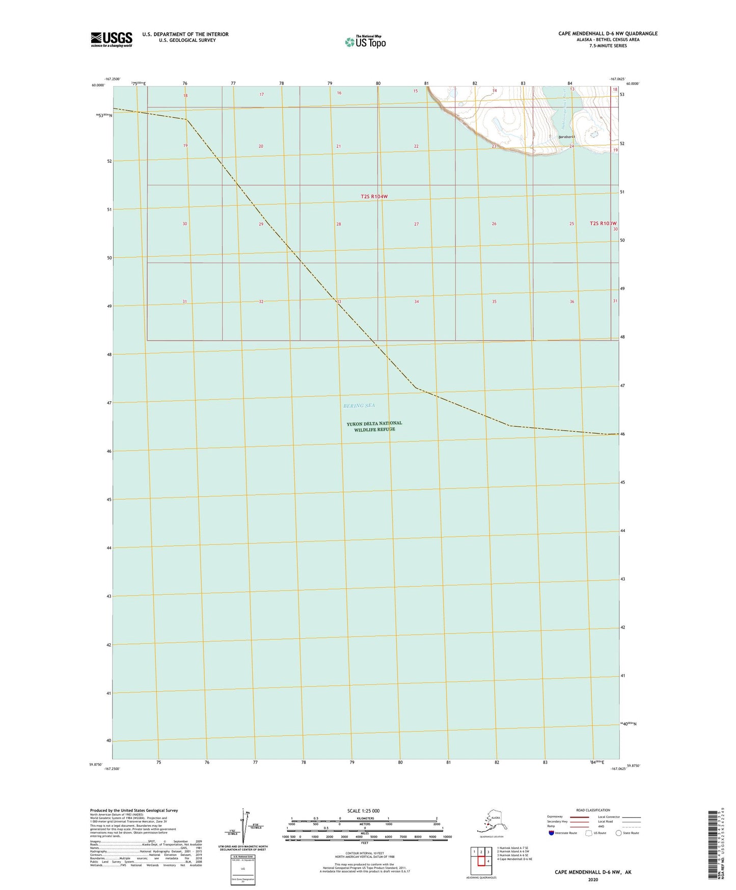 Cape Mendenhall D-6 NW Alaska US Topo Map Image