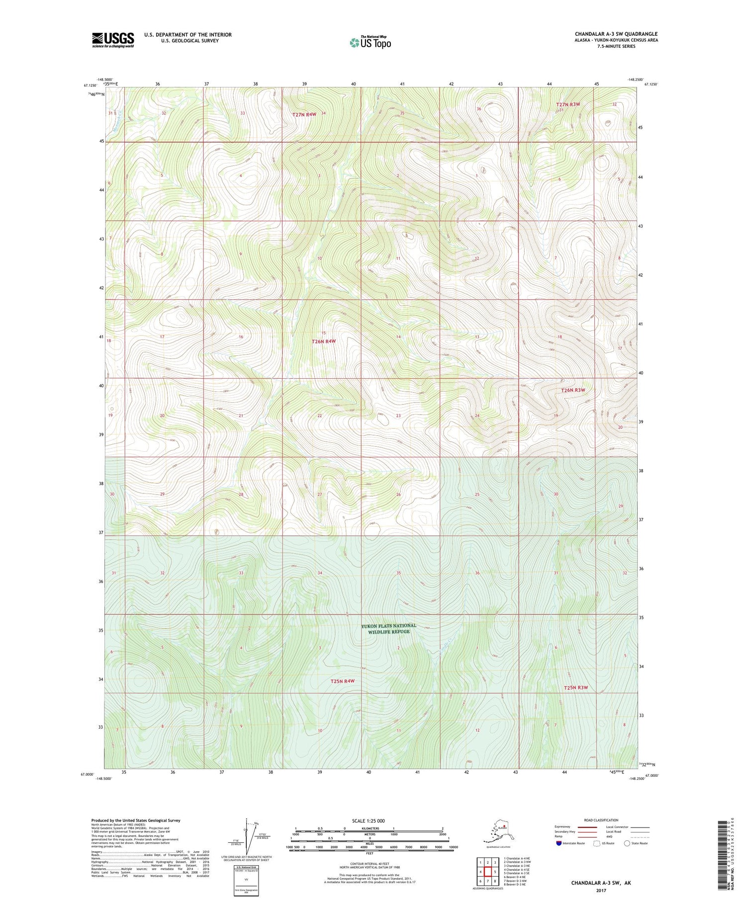 Chandalar A-3 SW Alaska US Topo Map Image