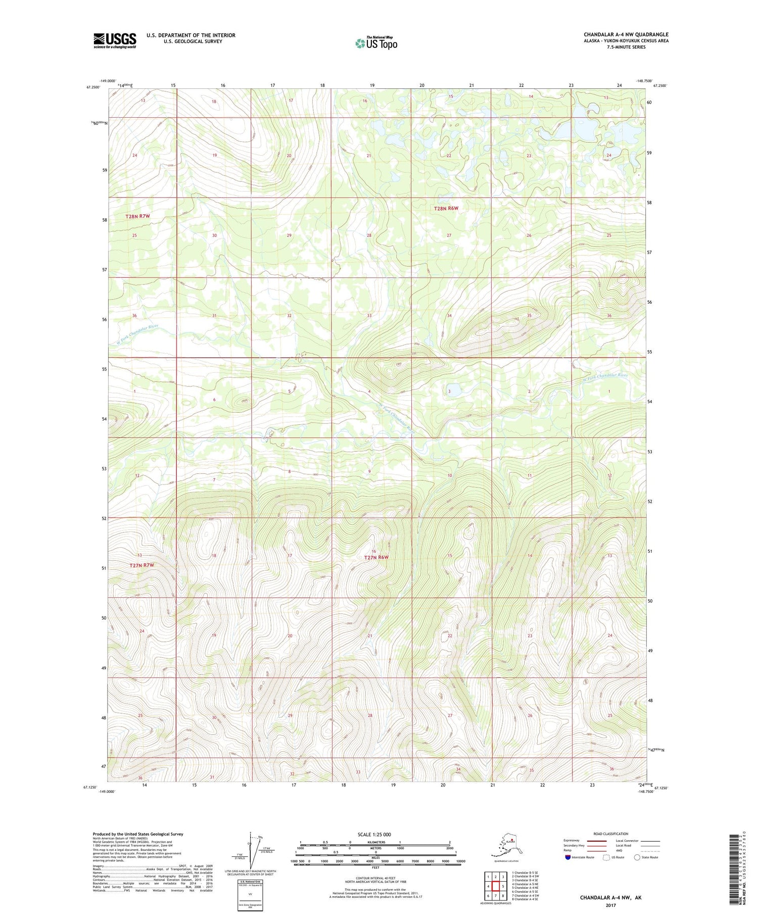 Chandalar A-4 NW Alaska US Topo Map Image