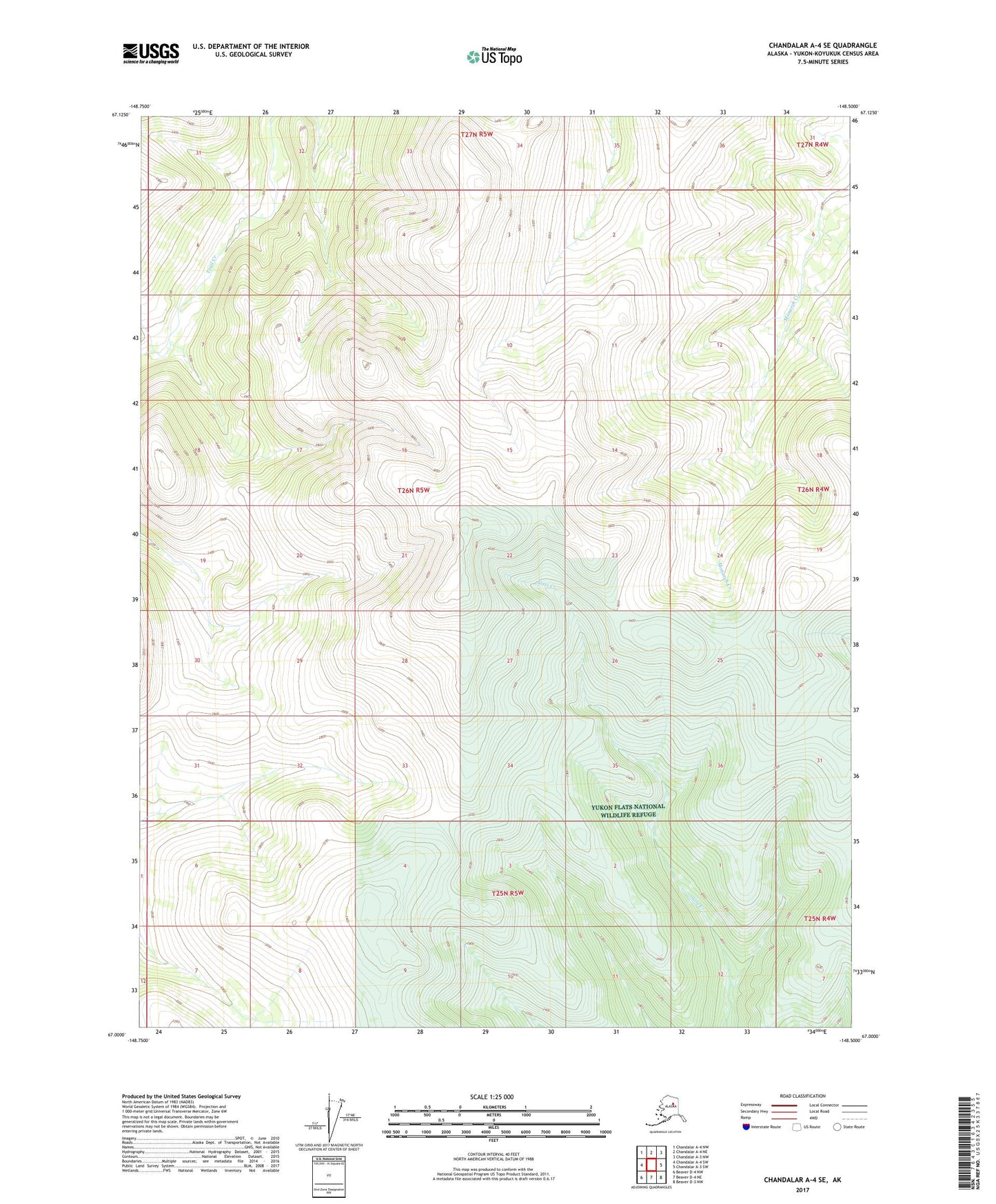 Chandalar A-4 SE Alaska US Topo Map Image