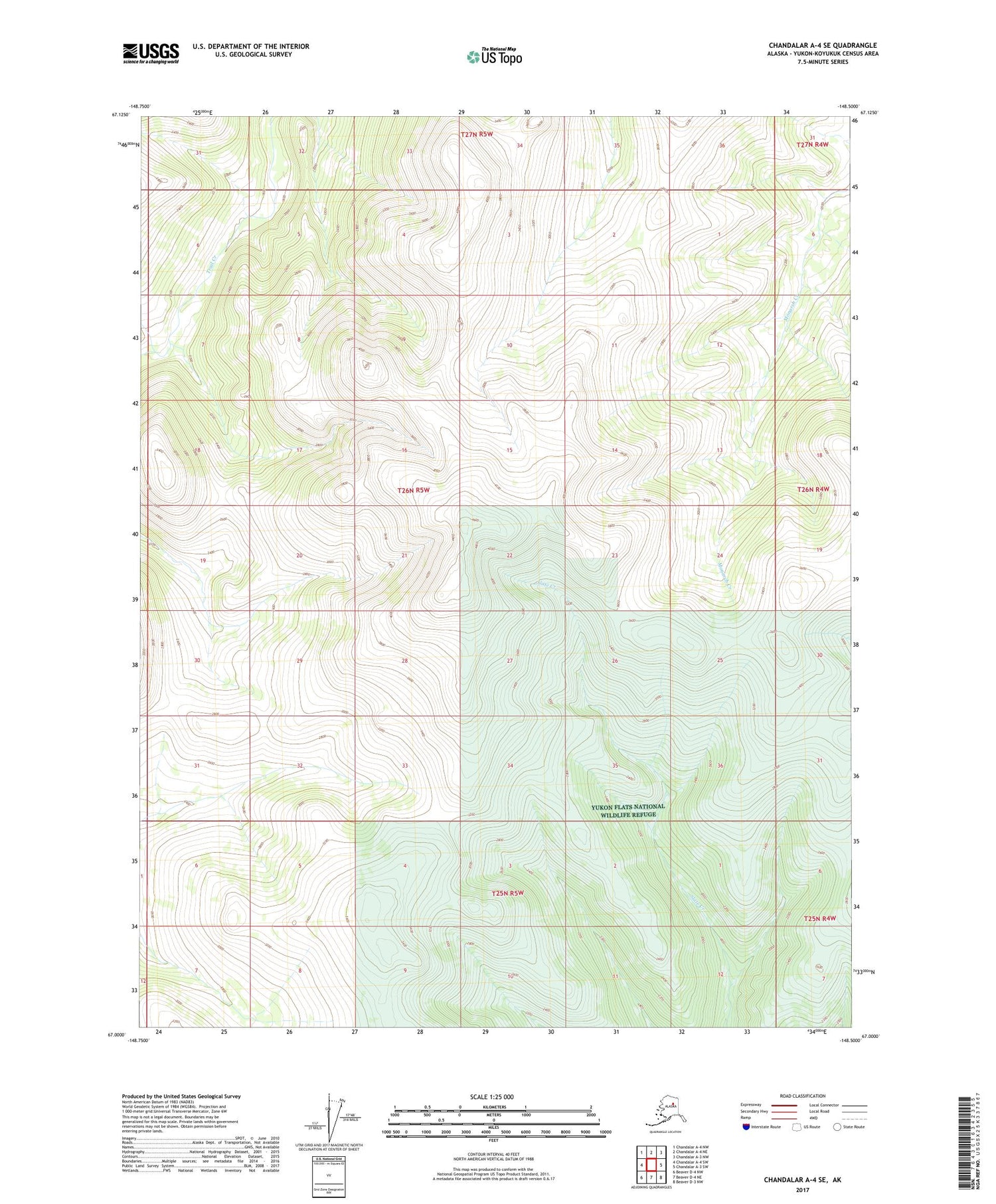 Chandalar A-4 SE Alaska US Topo Map Image