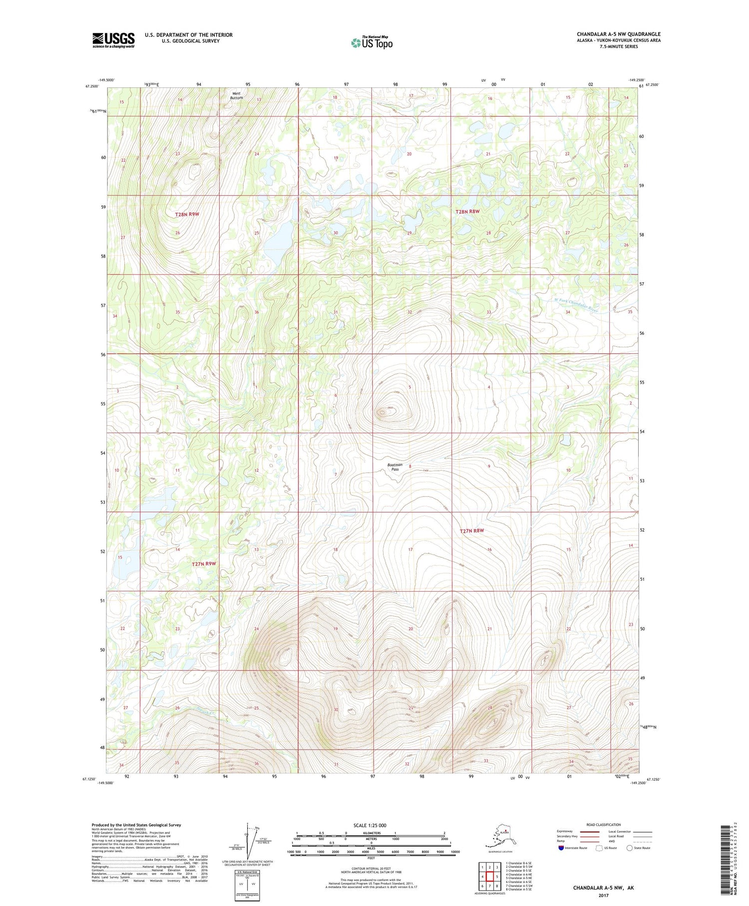 Chandalar A-5 NW Alaska US Topo Map Image