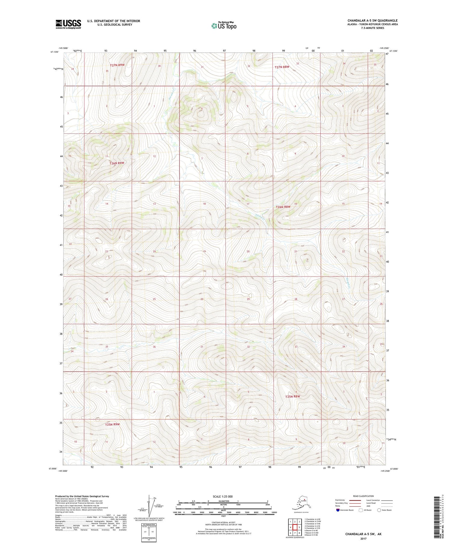 Chandalar A-5 SW Alaska US Topo Map Image