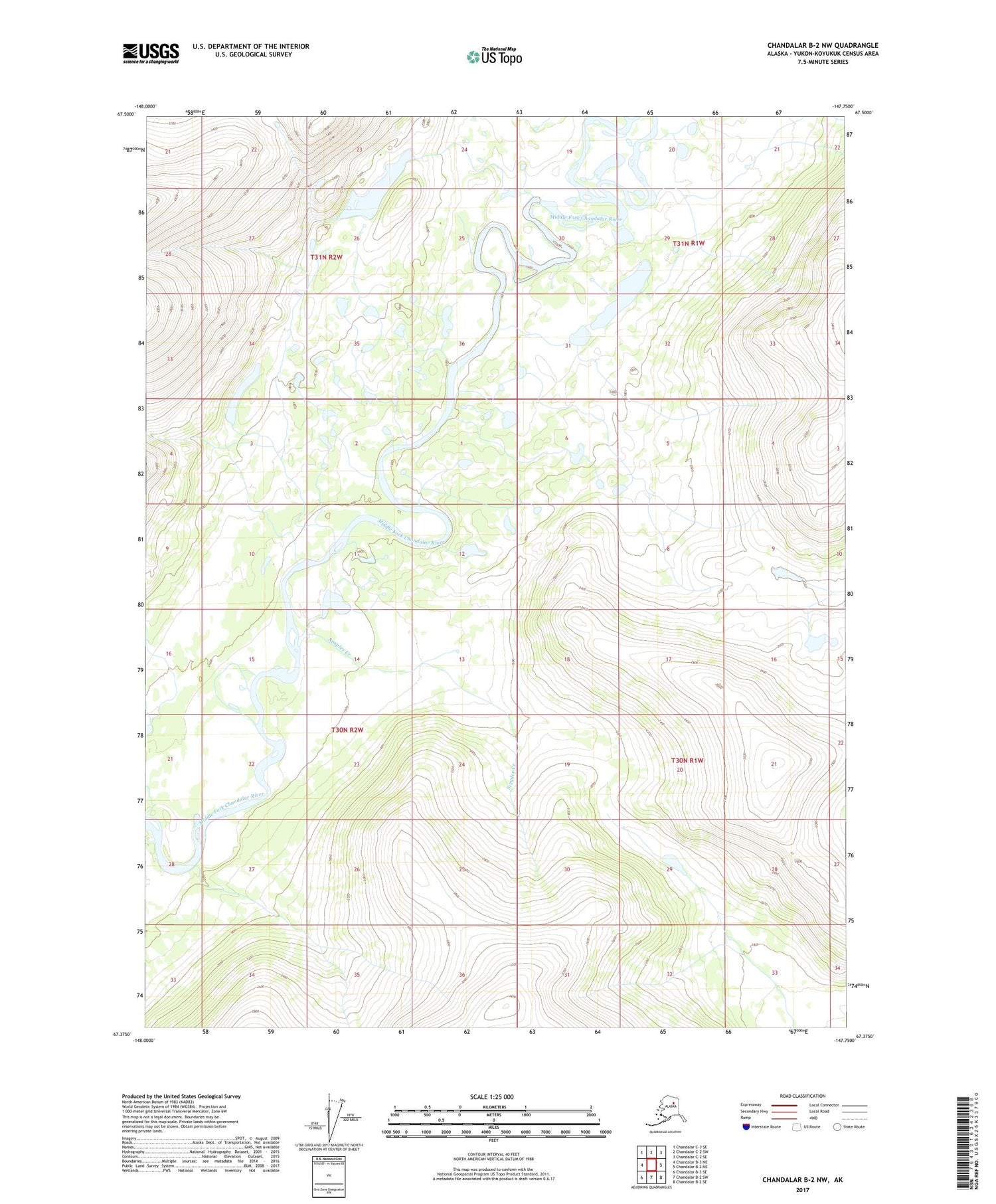 Chandalar B-2 NW Alaska US Topo Map Image