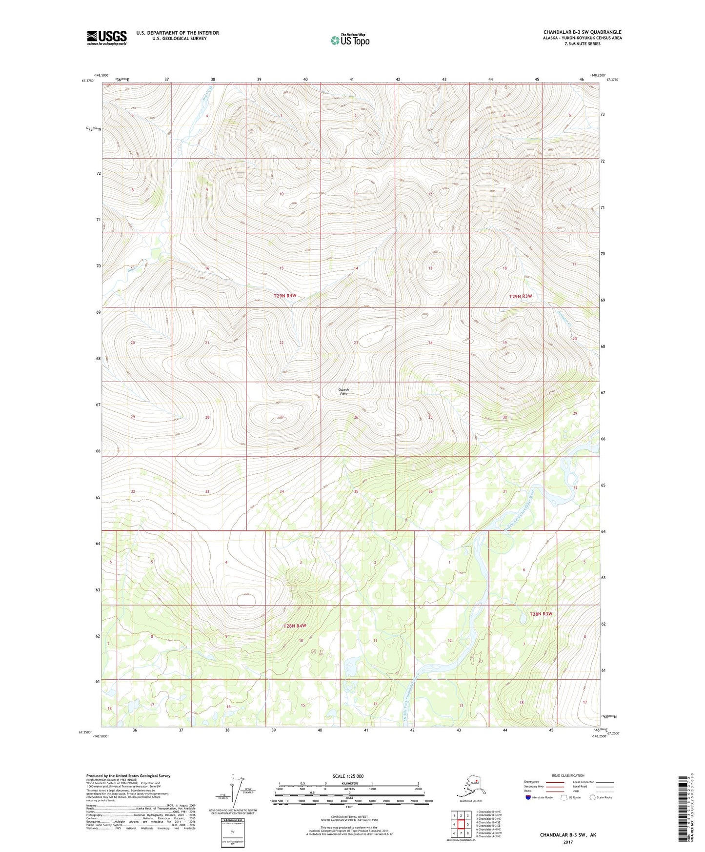 Chandalar B-3 SW Alaska US Topo Map Image