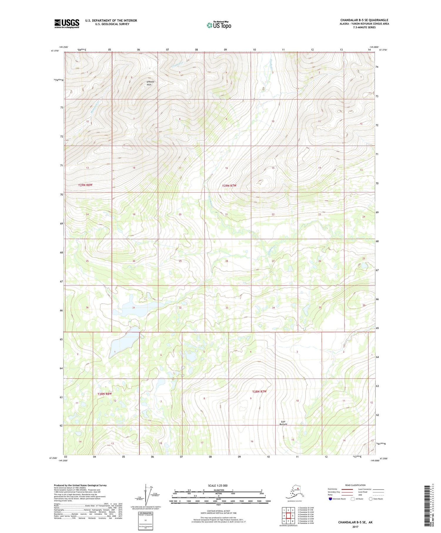Chandalar B-5 SE Alaska US Topo Map Image