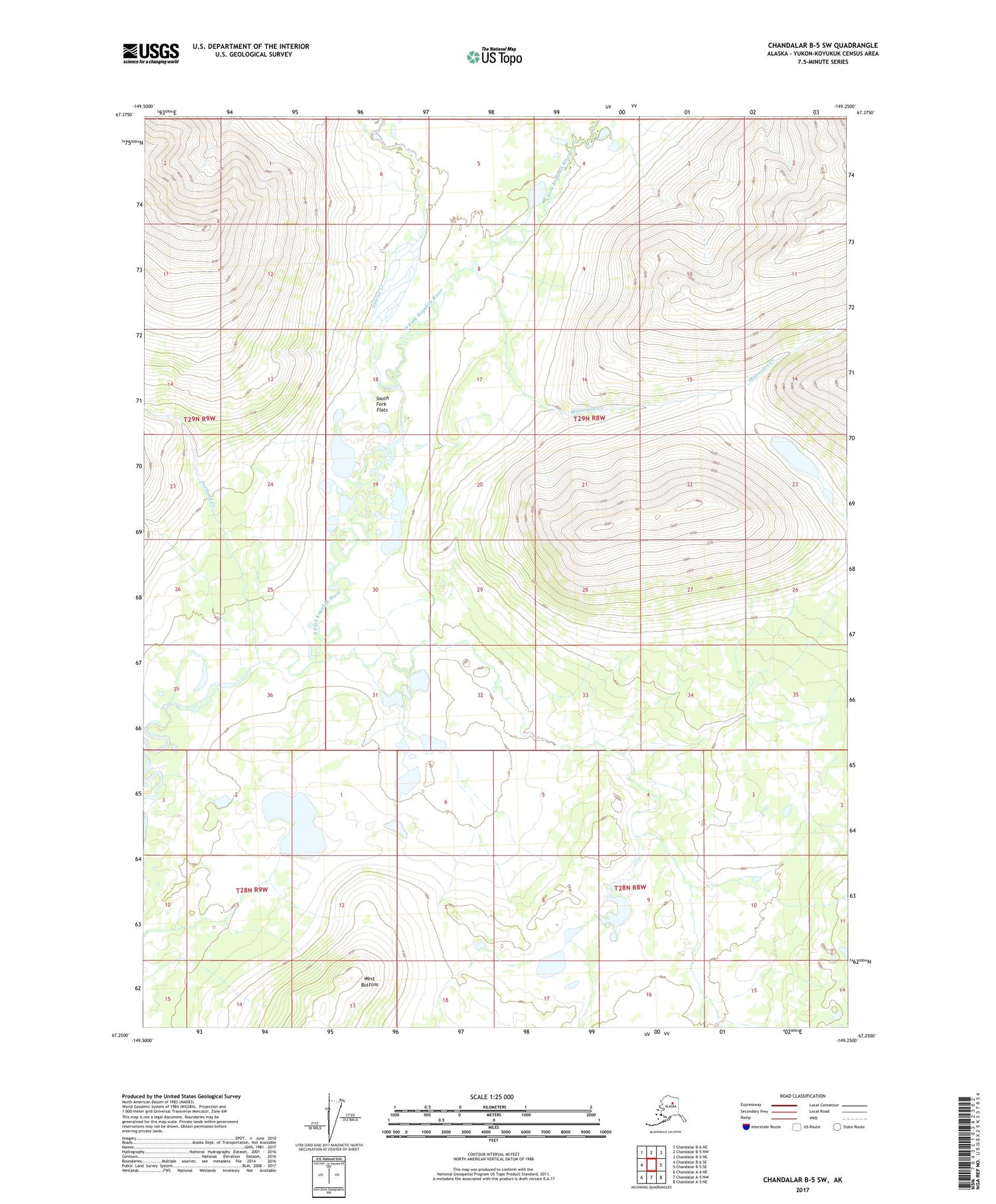 Chandalar B-5 SW Alaska US Topo Map Image