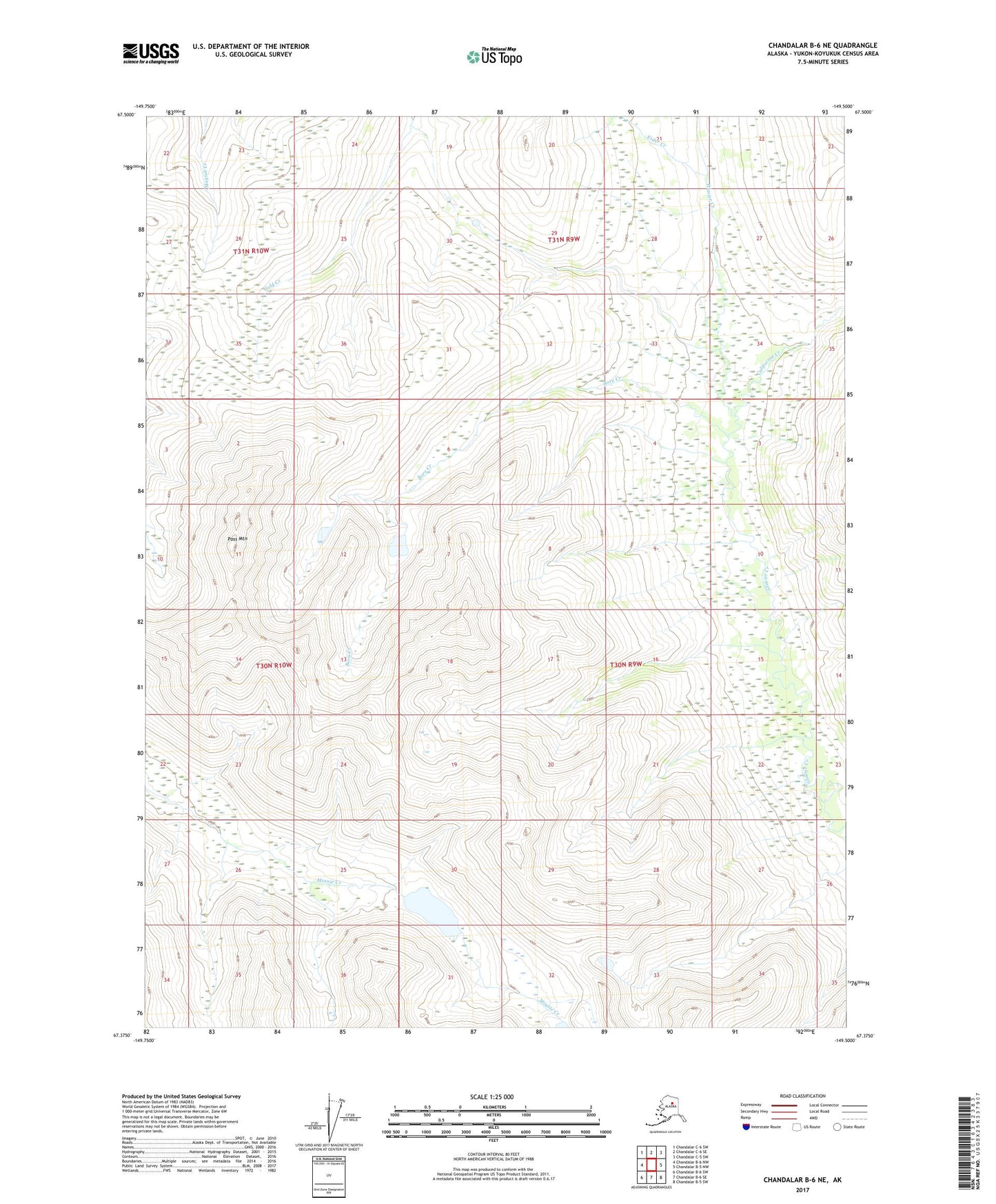 Chandalar B-6 NE Alaska US Topo Map Image