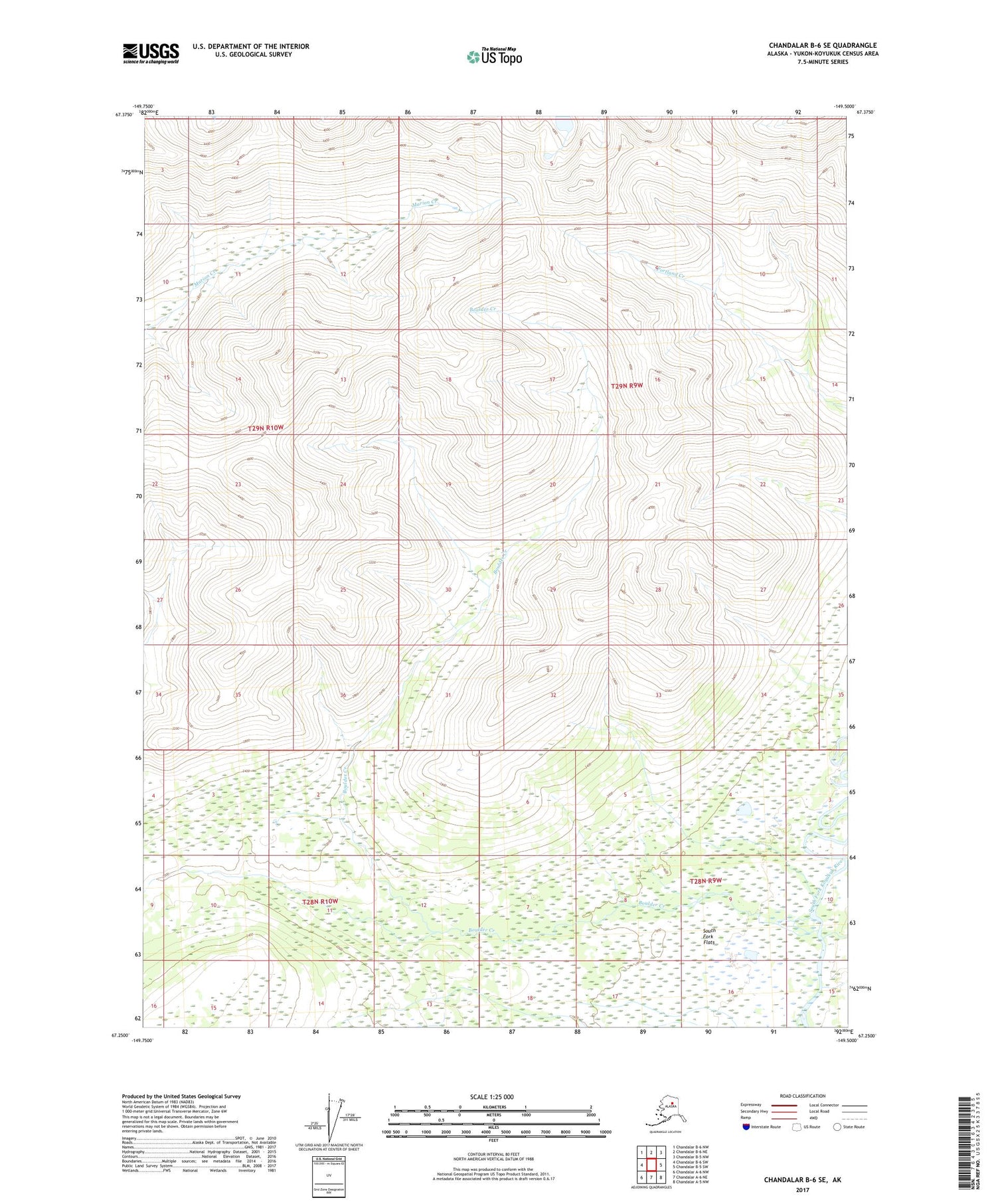 Chandalar B-6 SE Alaska US Topo Map Image