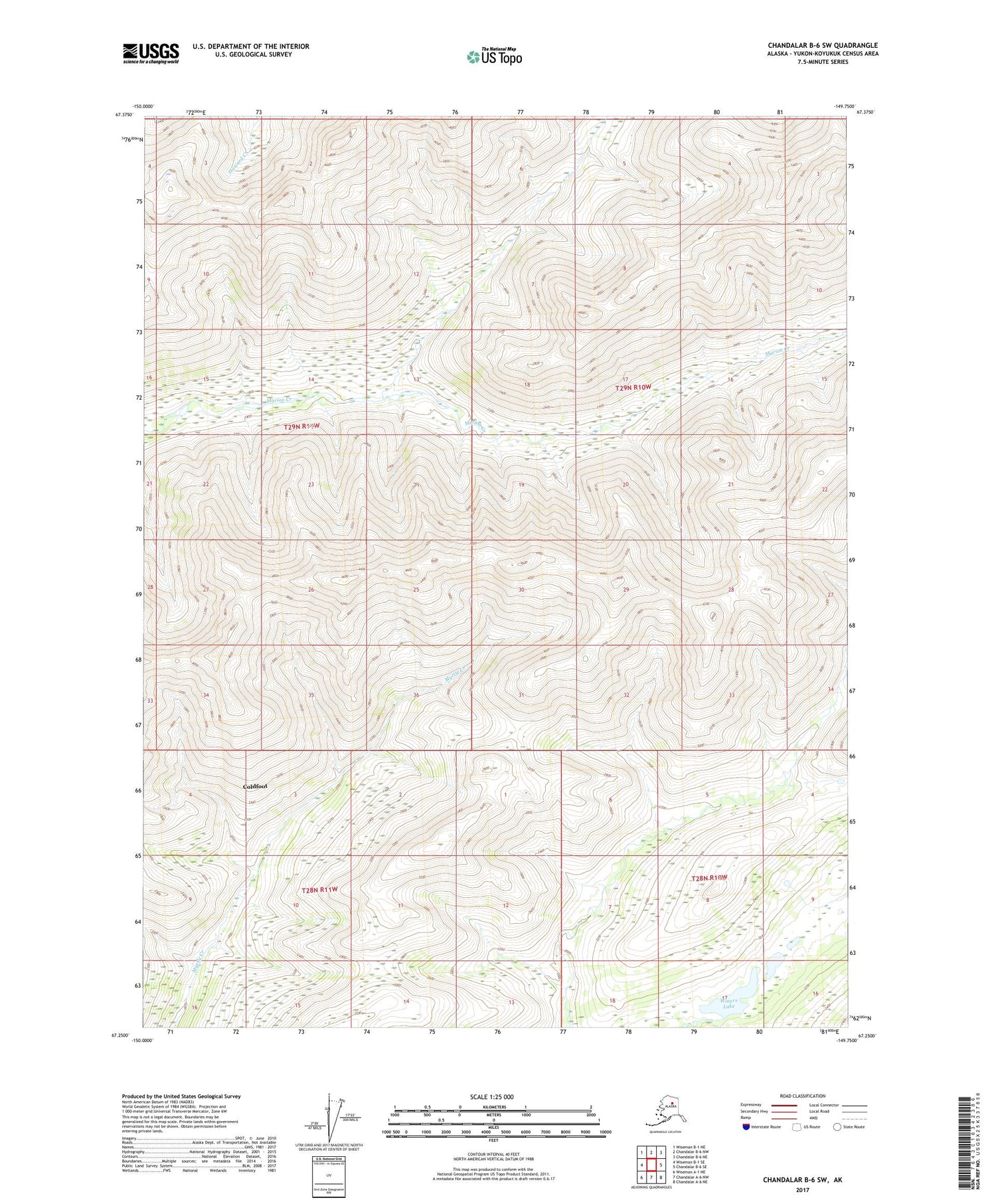 Chandalar B-6 SW Alaska US Topo Map Image