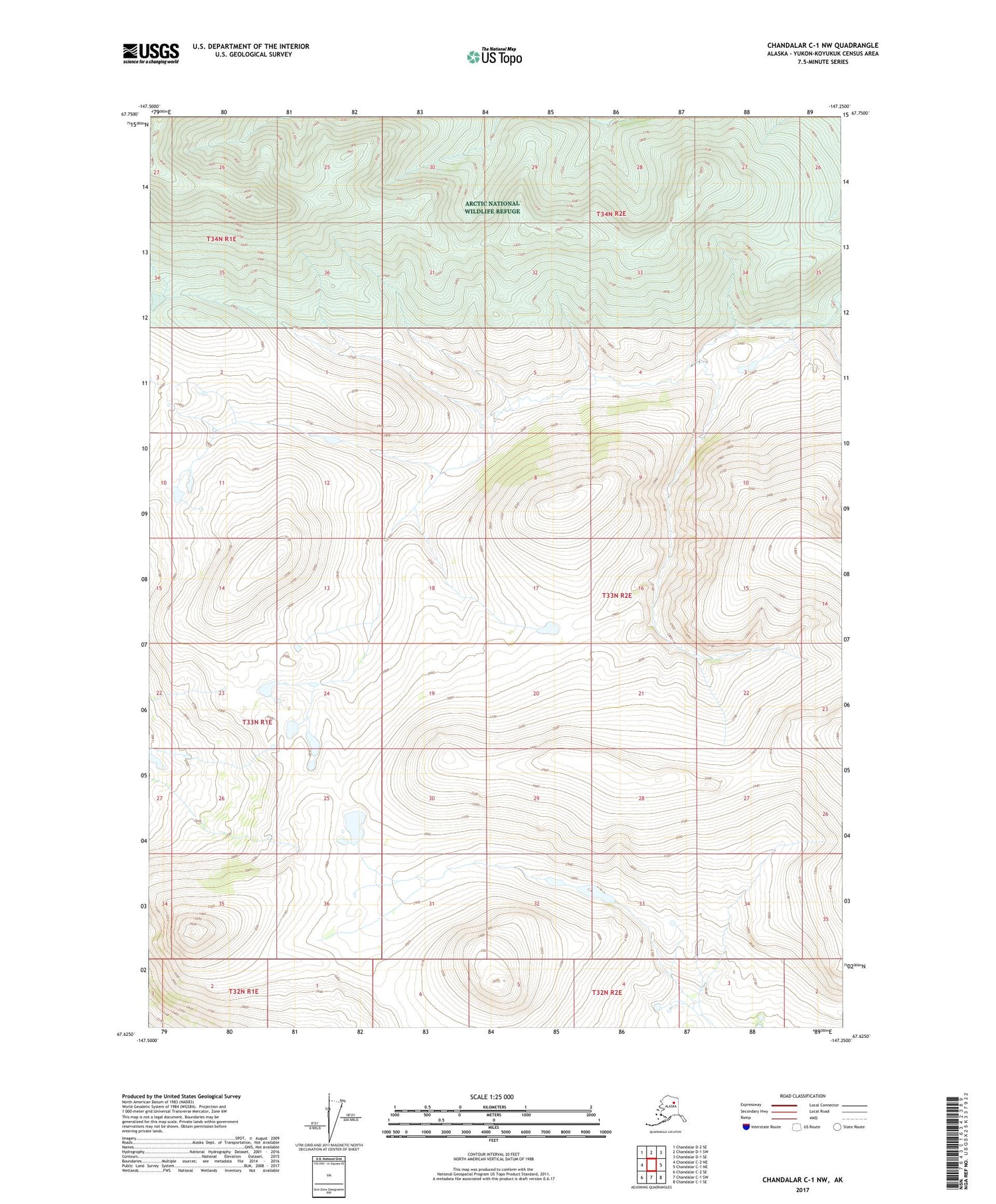 Chandalar C-1 NW Alaska US Topo Map Image