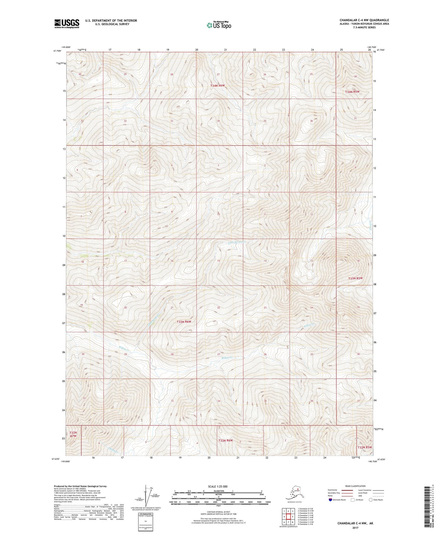 Chandalar C-4 NW Alaska US Topo Map Image