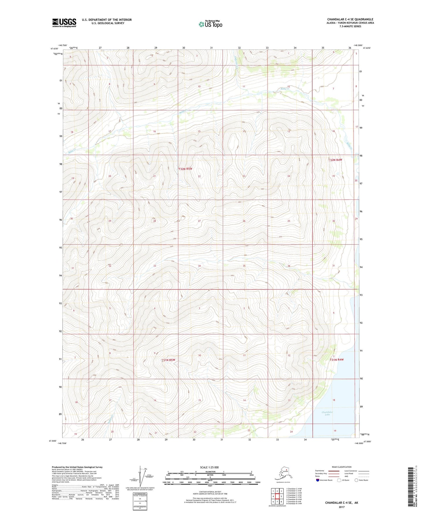 Chandalar C-4 SE Alaska US Topo Map Image