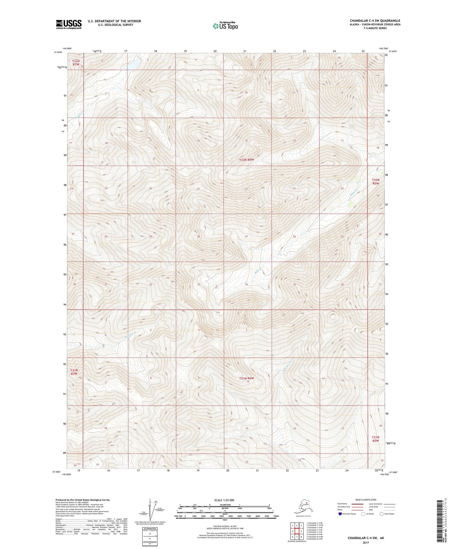 Chandalar C-4 SW Alaska US Topo Map Image