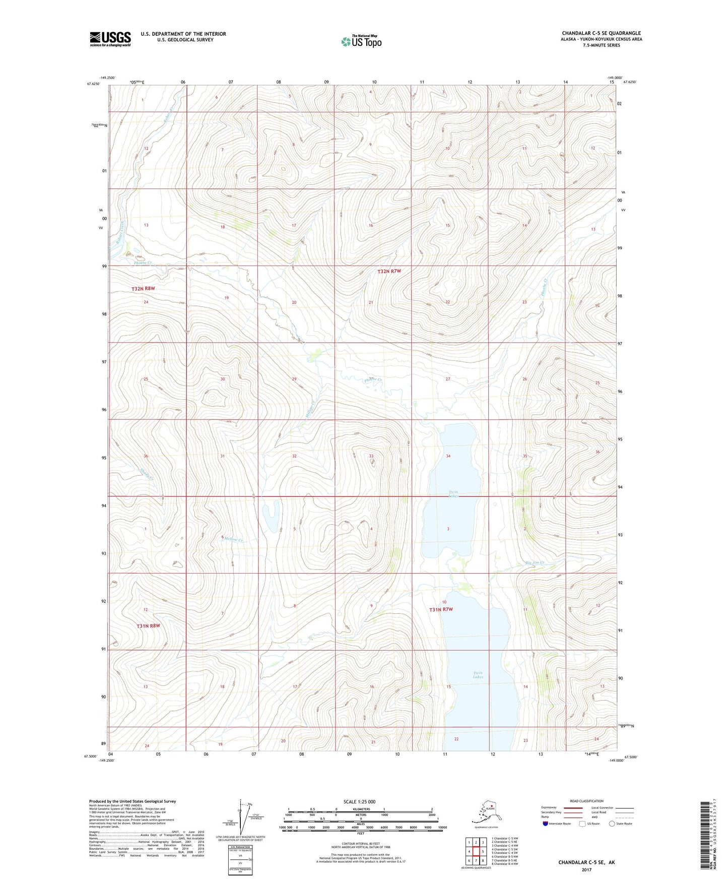 Chandalar C-5 SE Alaska US Topo Map Image