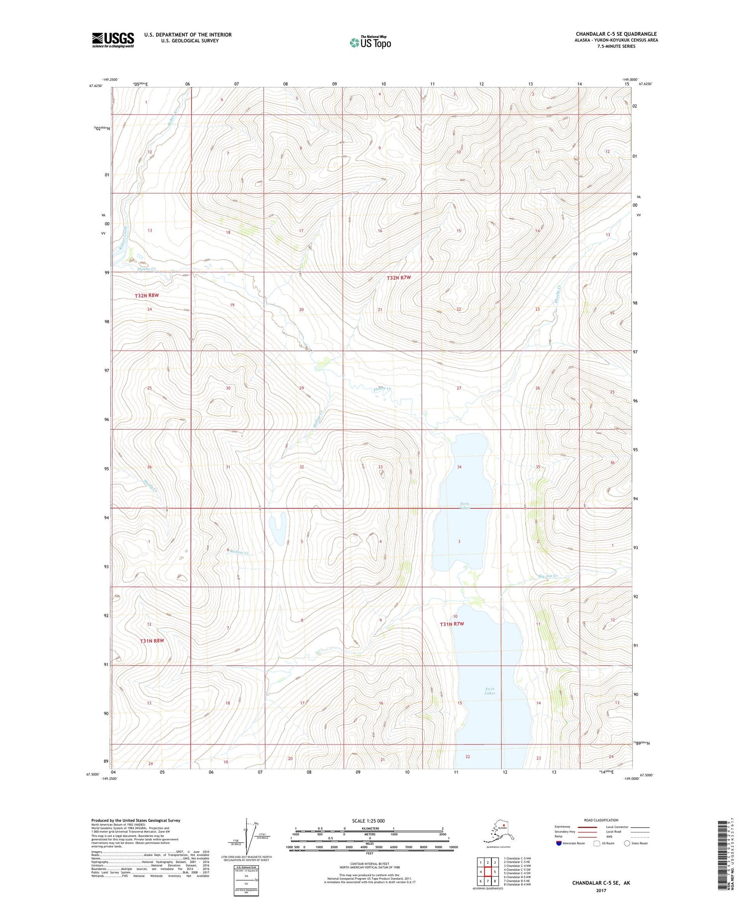 Chandalar C-5 SE Alaska US Topo Map Image