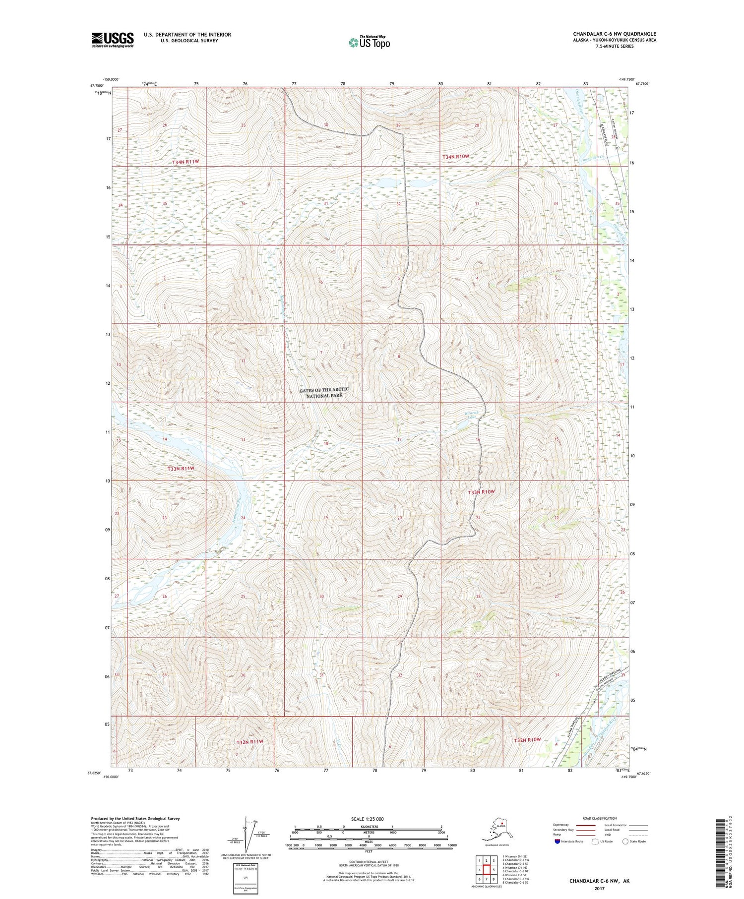 Chandalar C-6 NW Alaska US Topo Map Image