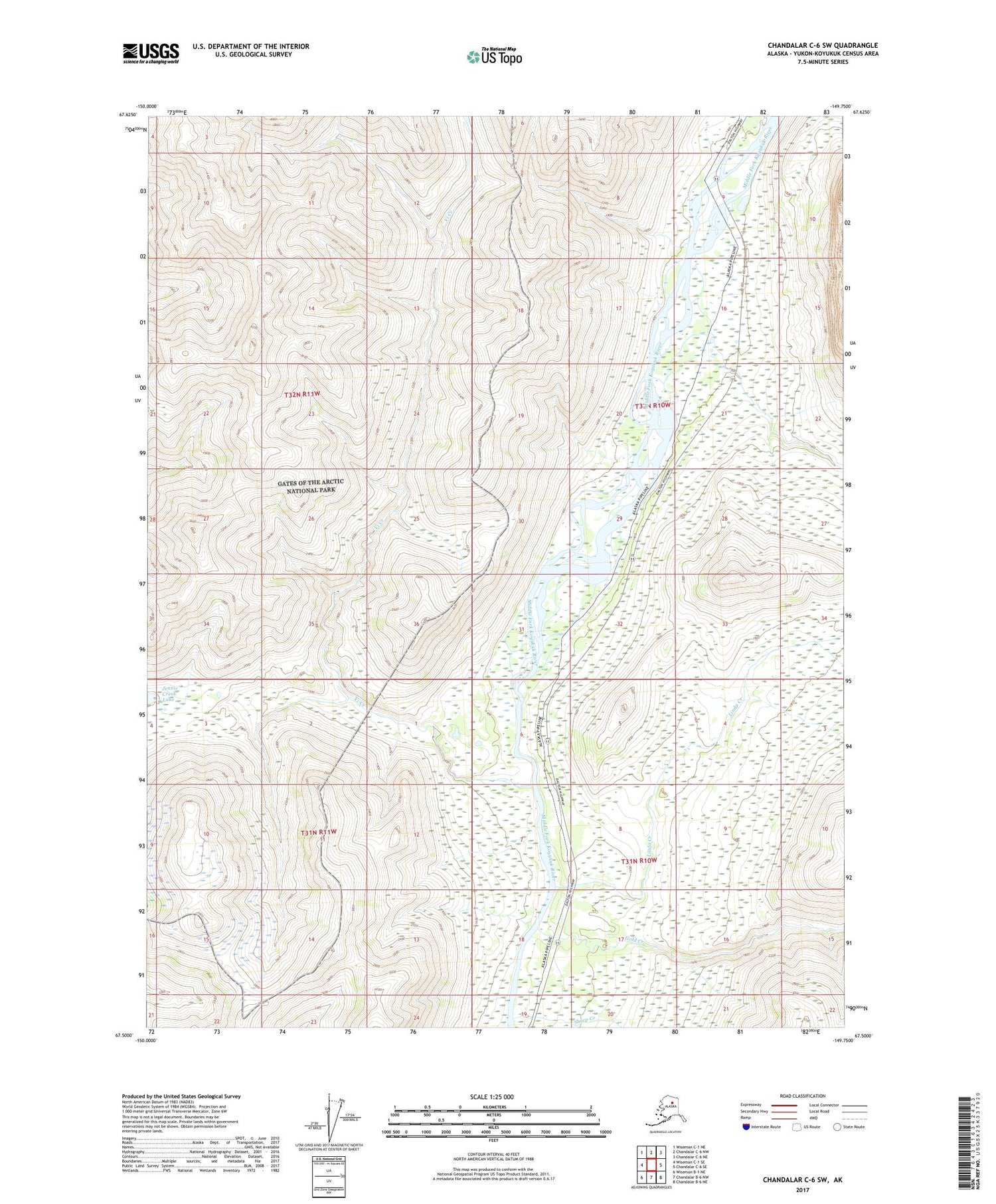 Chandalar C-6 SW Alaska US Topo Map Image
