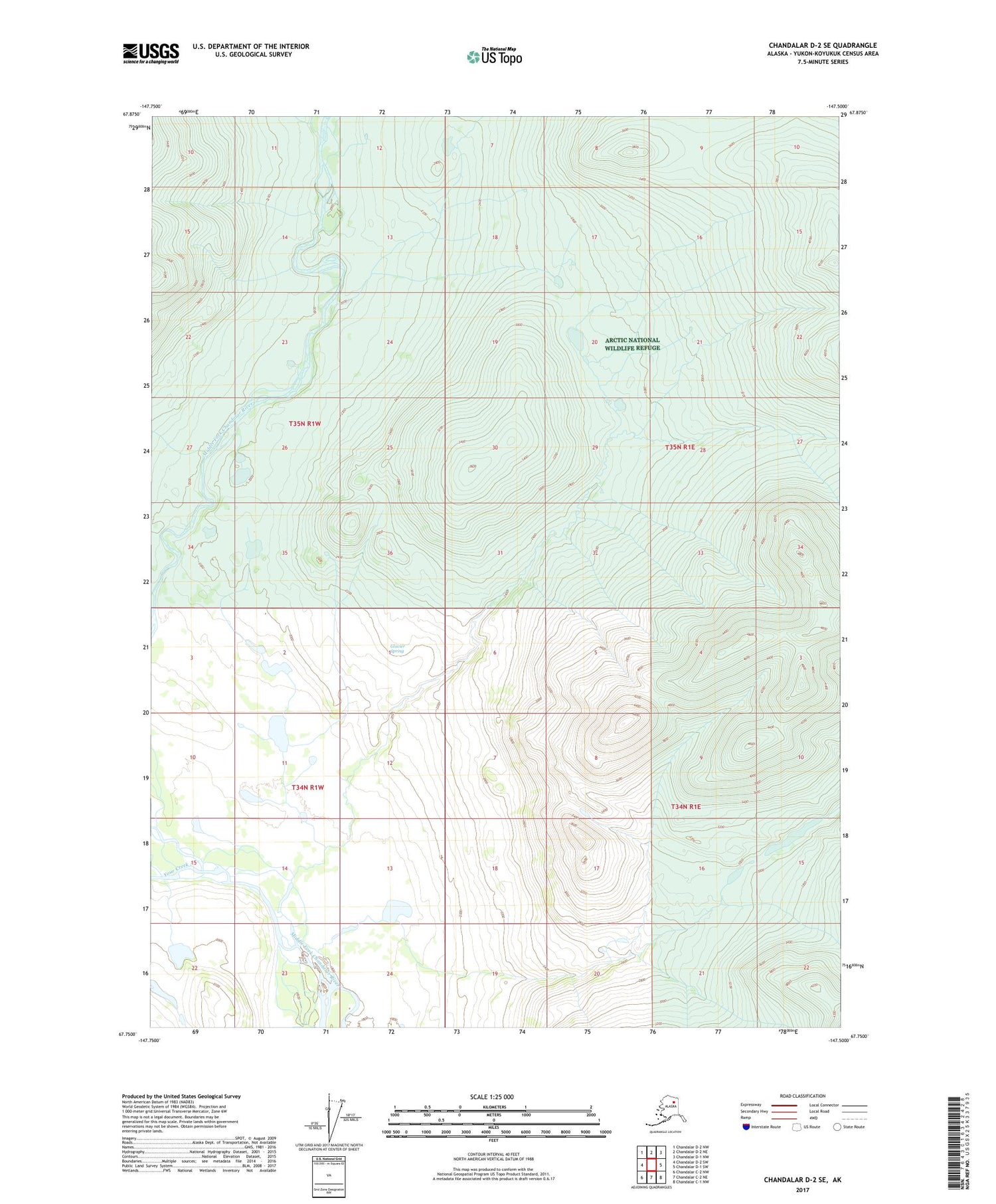 Chandalar D-2 SE Alaska US Topo Map Image