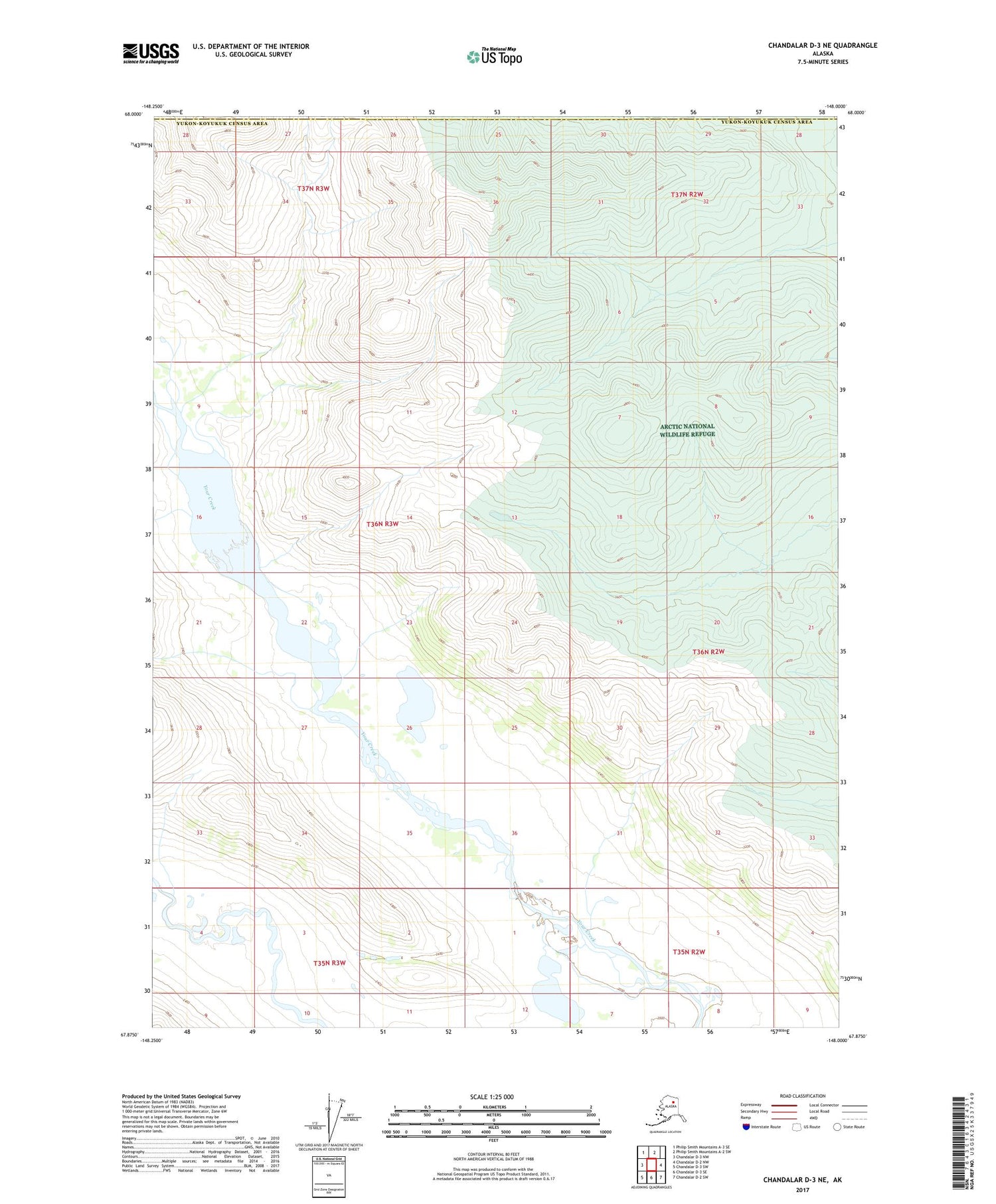 Chandalar D-3 NE Alaska US Topo Map Image