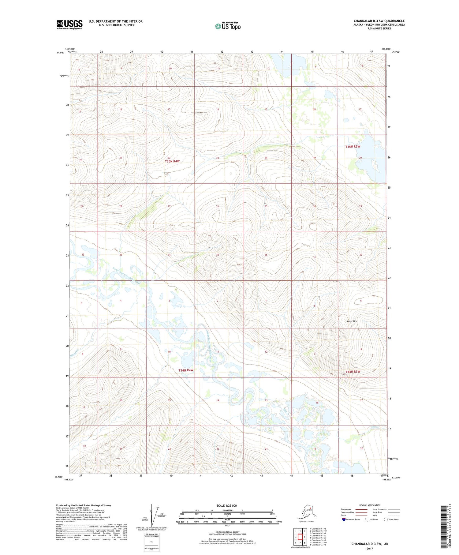 Chandalar D-3 SW Alaska US Topo Map Image