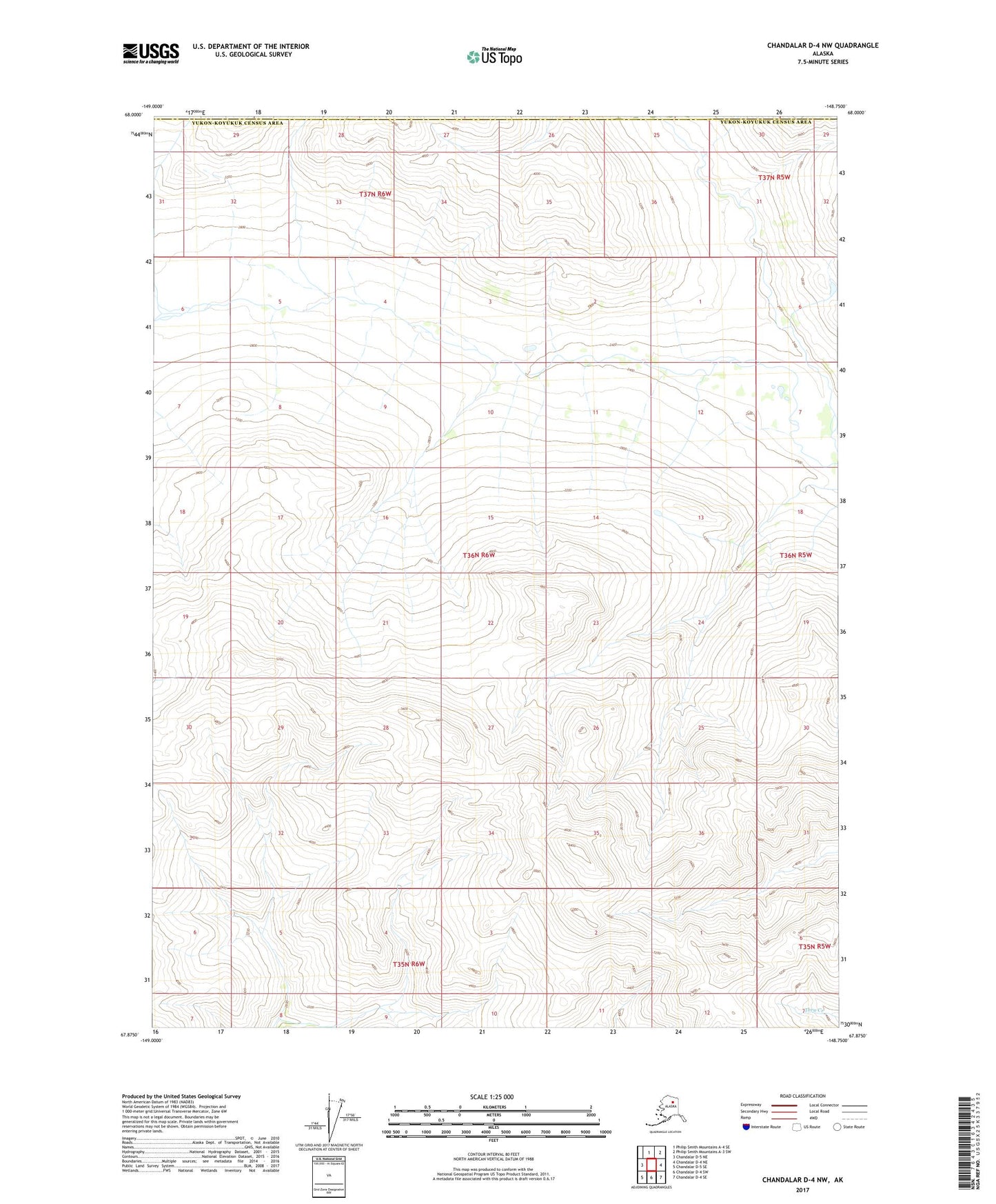 Chandalar D-4 NW Alaska US Topo Map Image