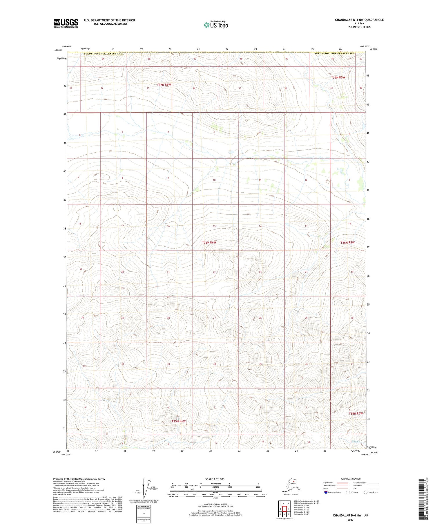 Chandalar D-4 NW Alaska US Topo Map Image