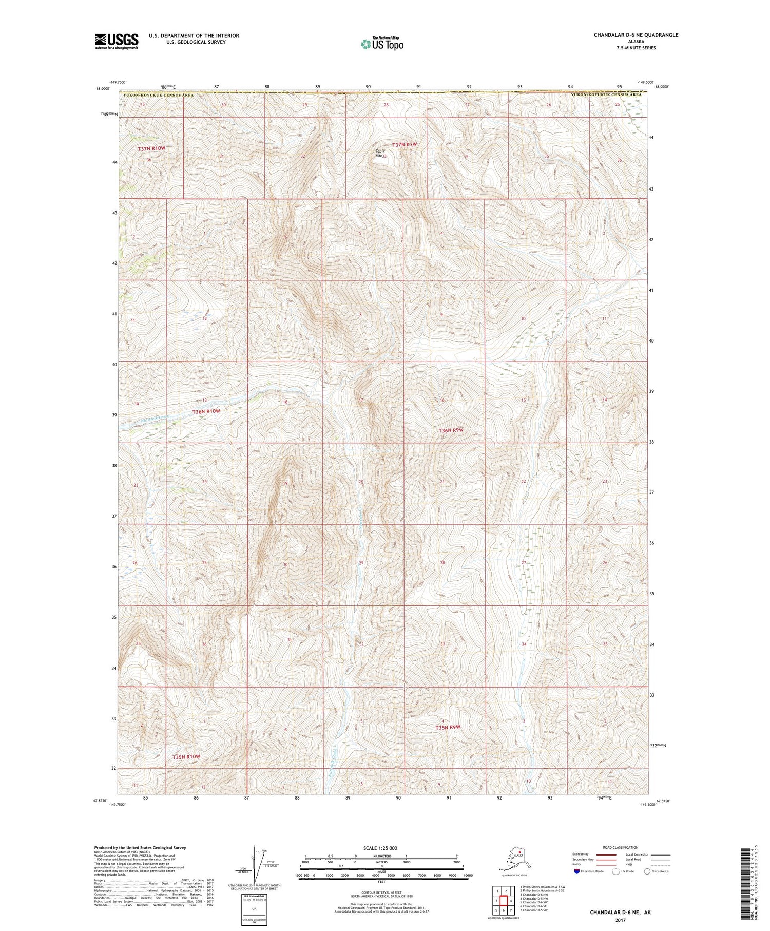 Chandalar D-6 NE Alaska US Topo Map Image