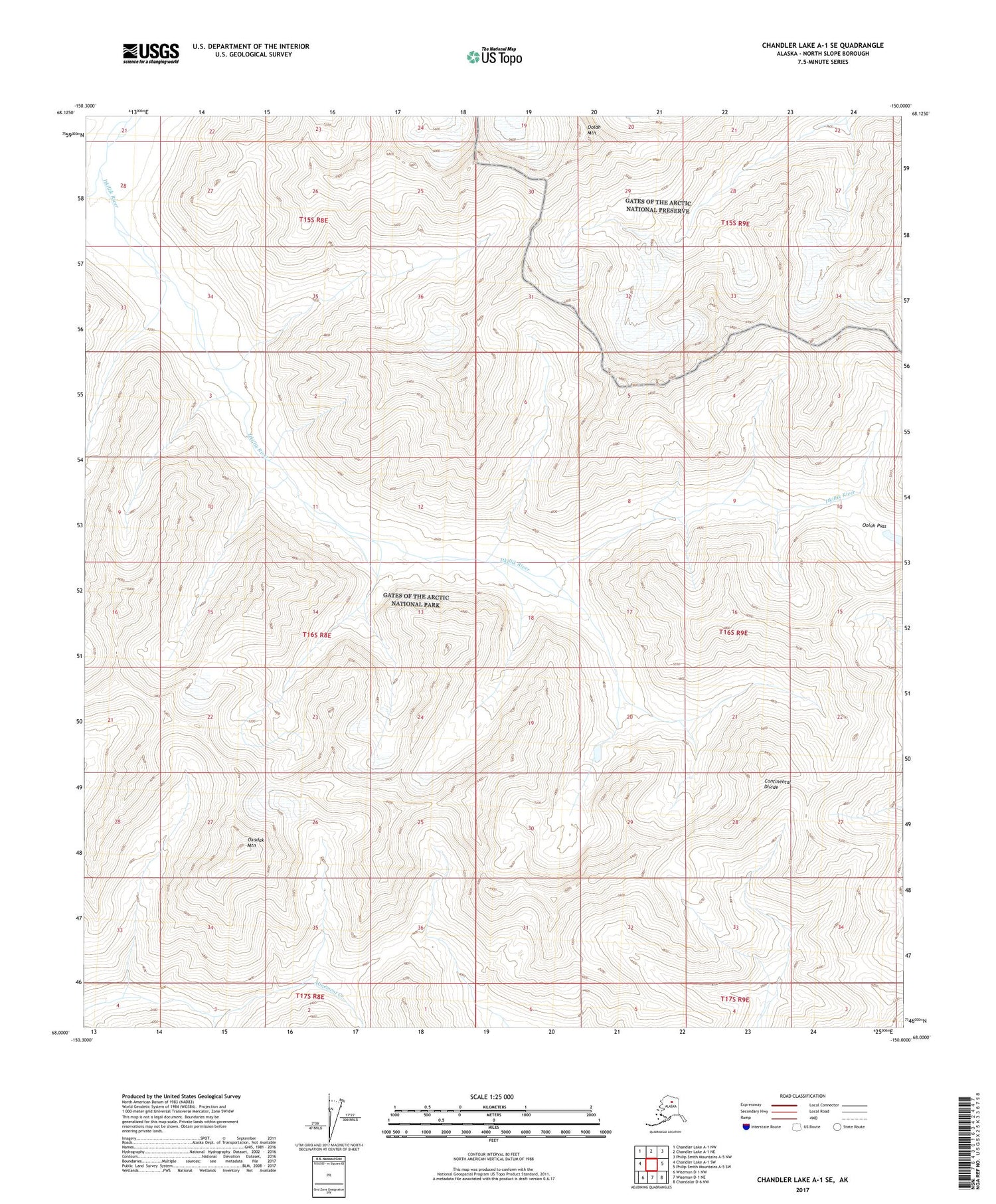 Chandler Lake A-1 SE Alaska US Topo Map Image