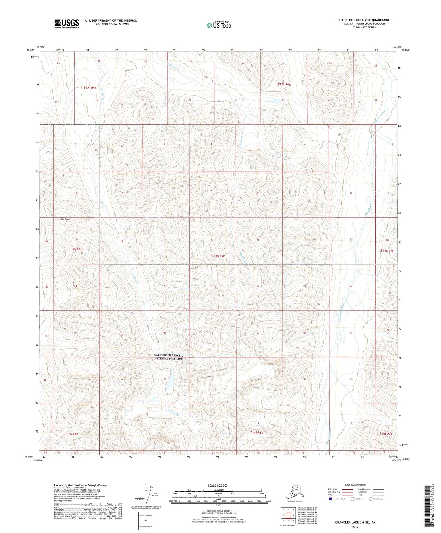Chandler Lake B-2 SE Alaska US Topo Map Image
