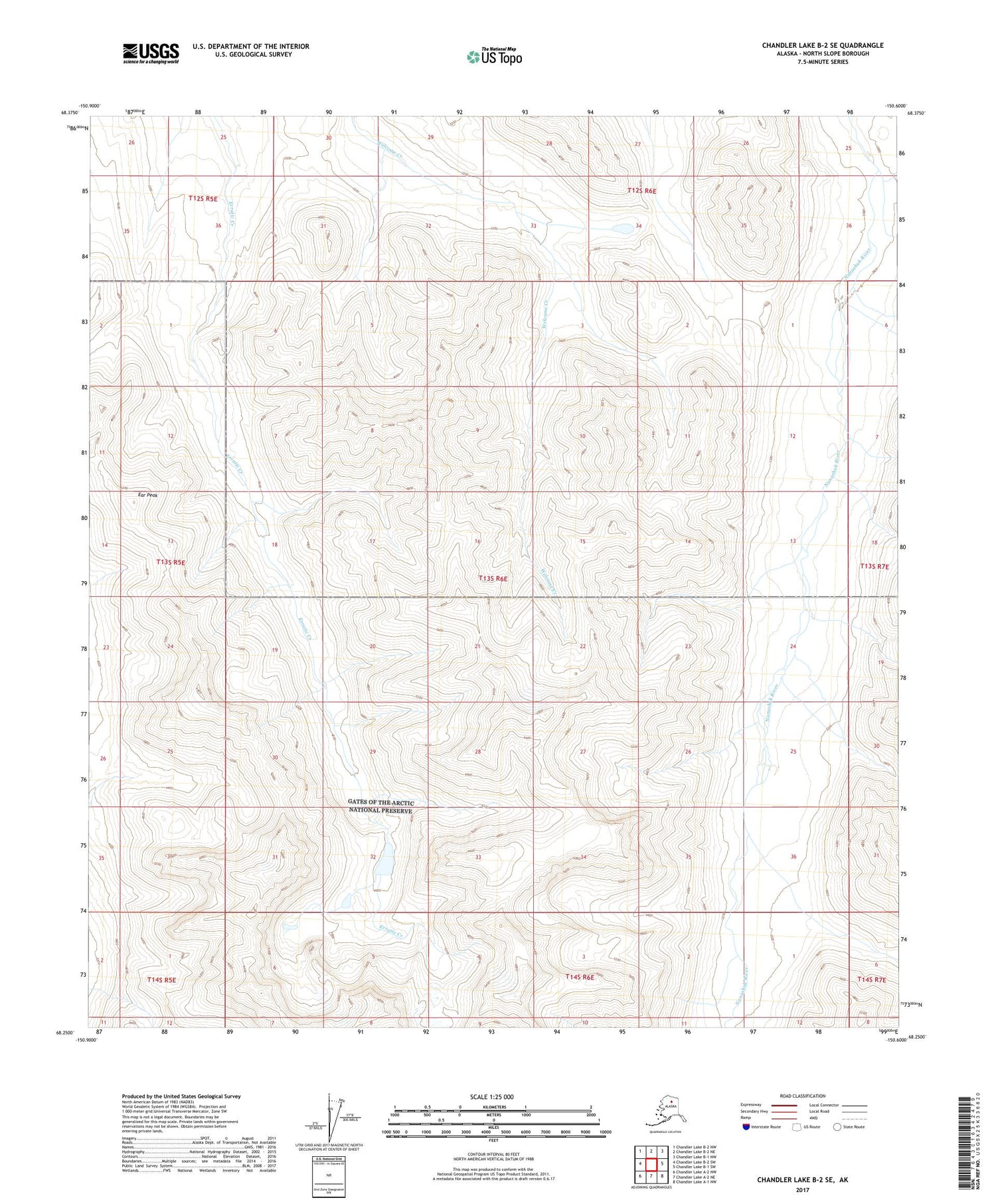 Chandler Lake B-2 SE Alaska US Topo Map Image