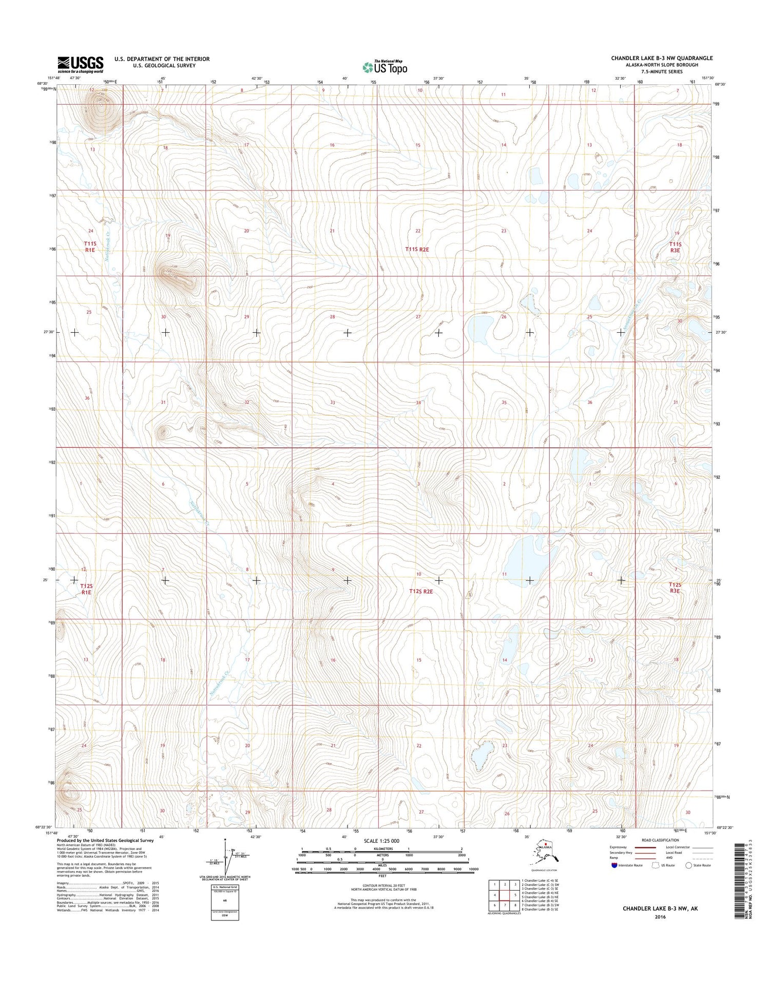 Chandler Lake B-3 NW Alaska US Topo Map Image