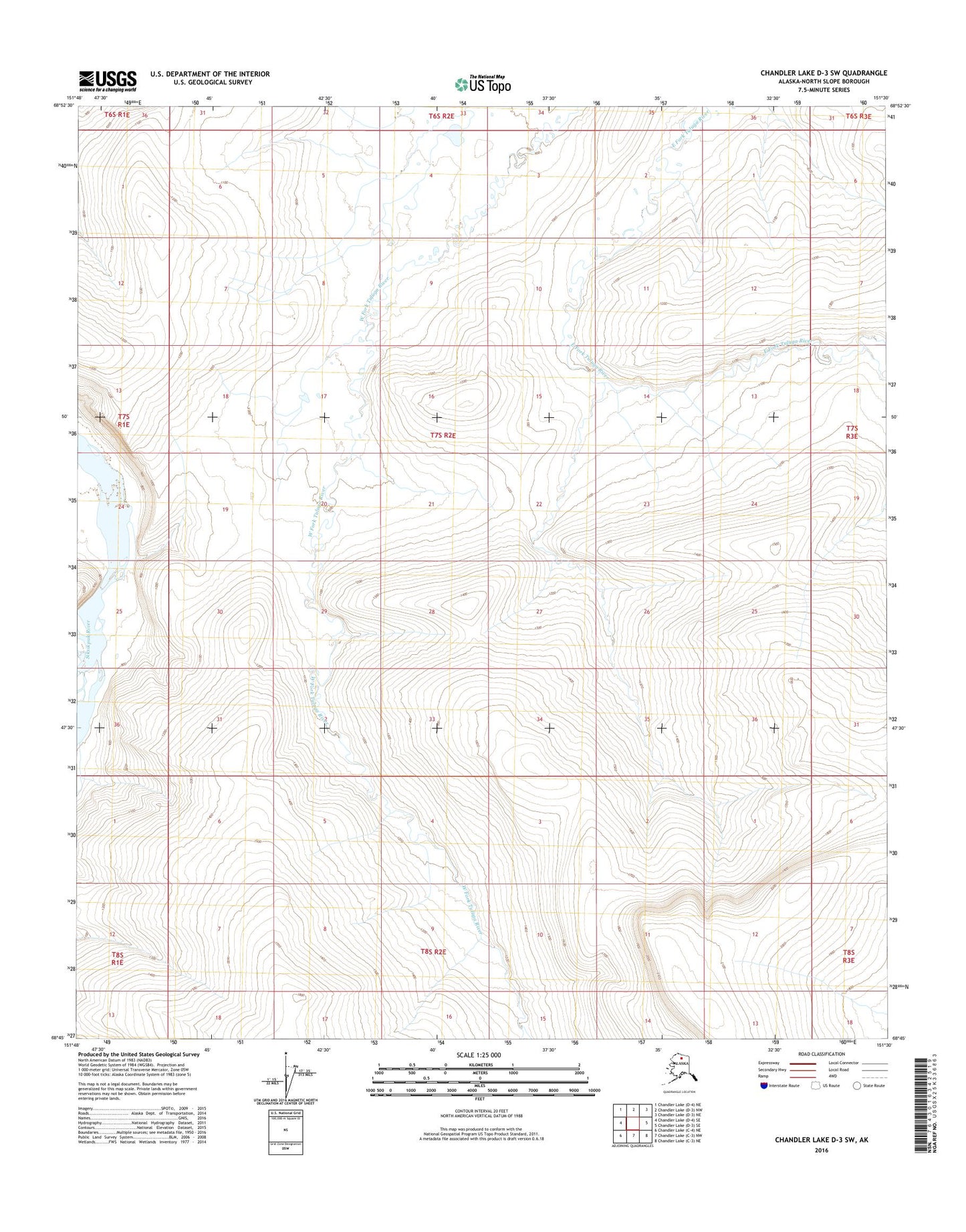 Chandler Lake D-3 SW Alaska US Topo Map Image