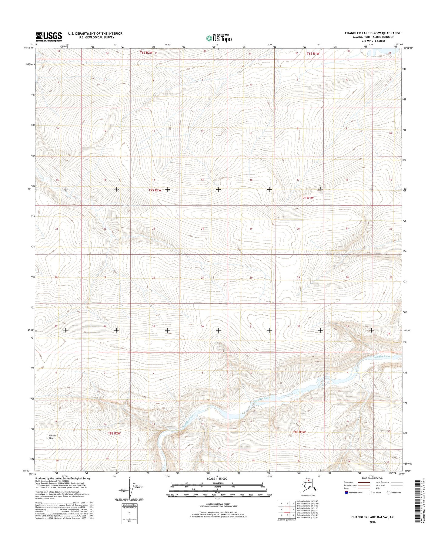 Chandler Lake D-4 SW Alaska US Topo Map Image