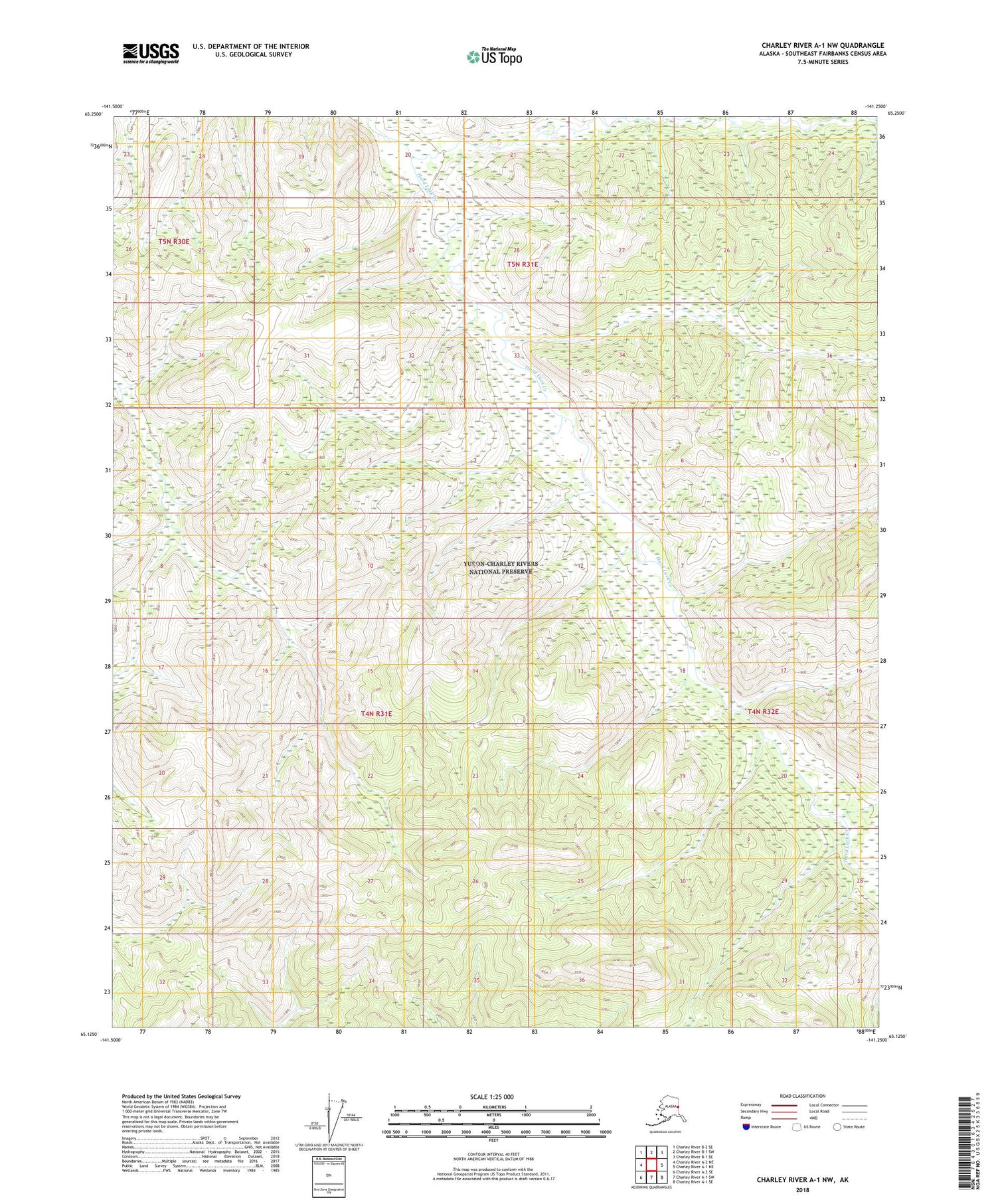Charley River A-1 NW Alaska US Topo Map Image