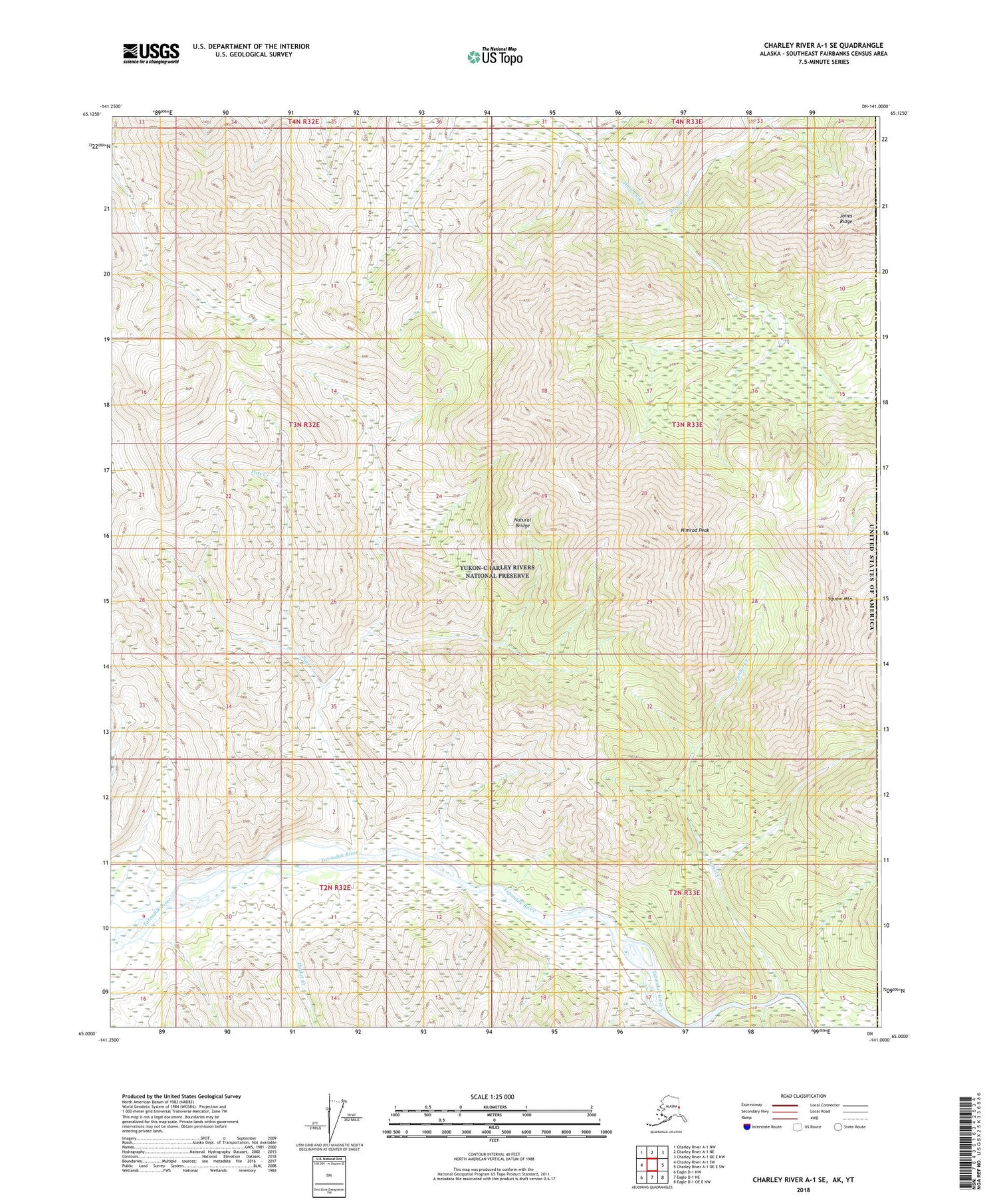 Charley River A-1 SE Alaska US Topo Map Image