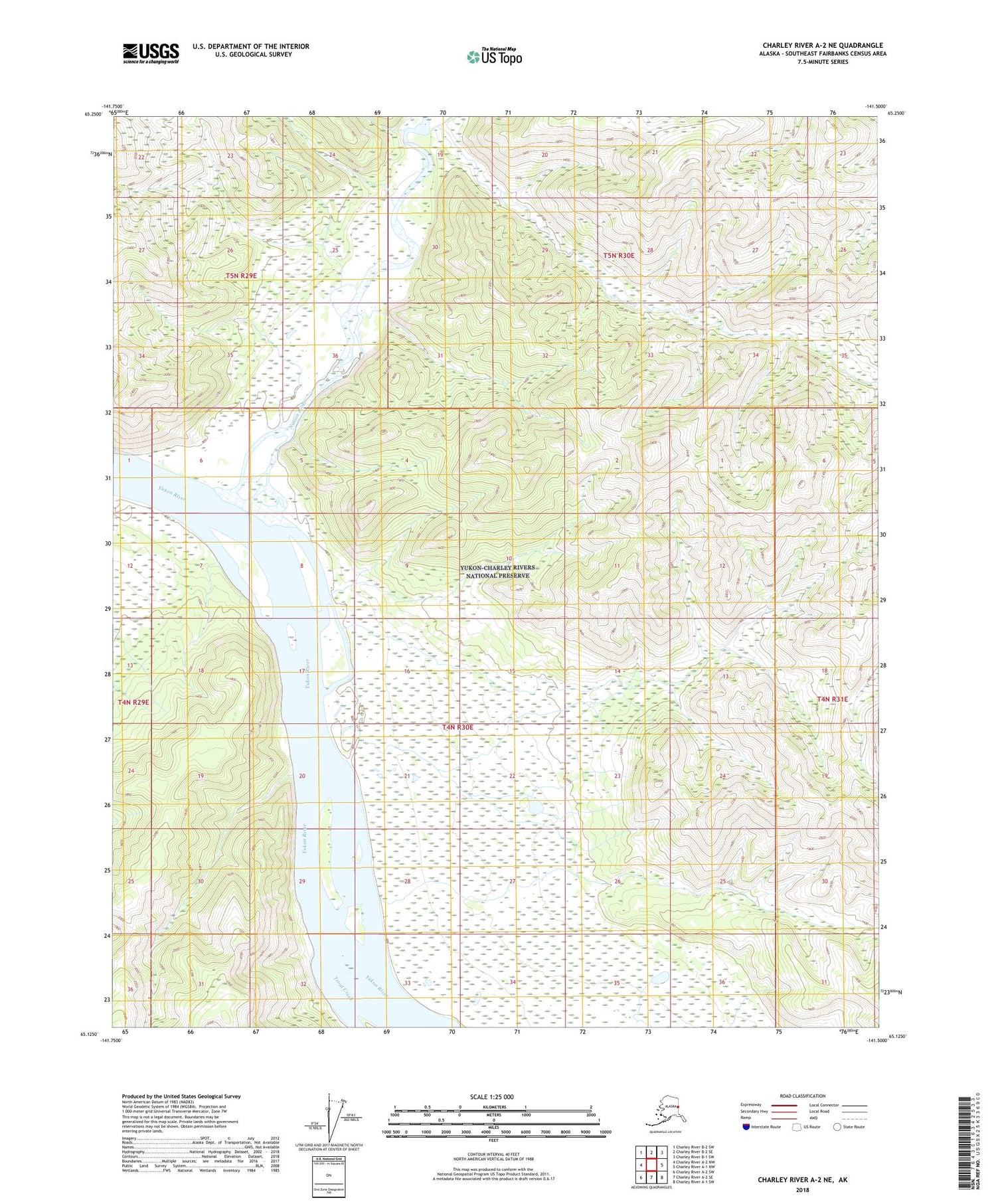 Charley River A-2 NE Alaska US Topo Map Image